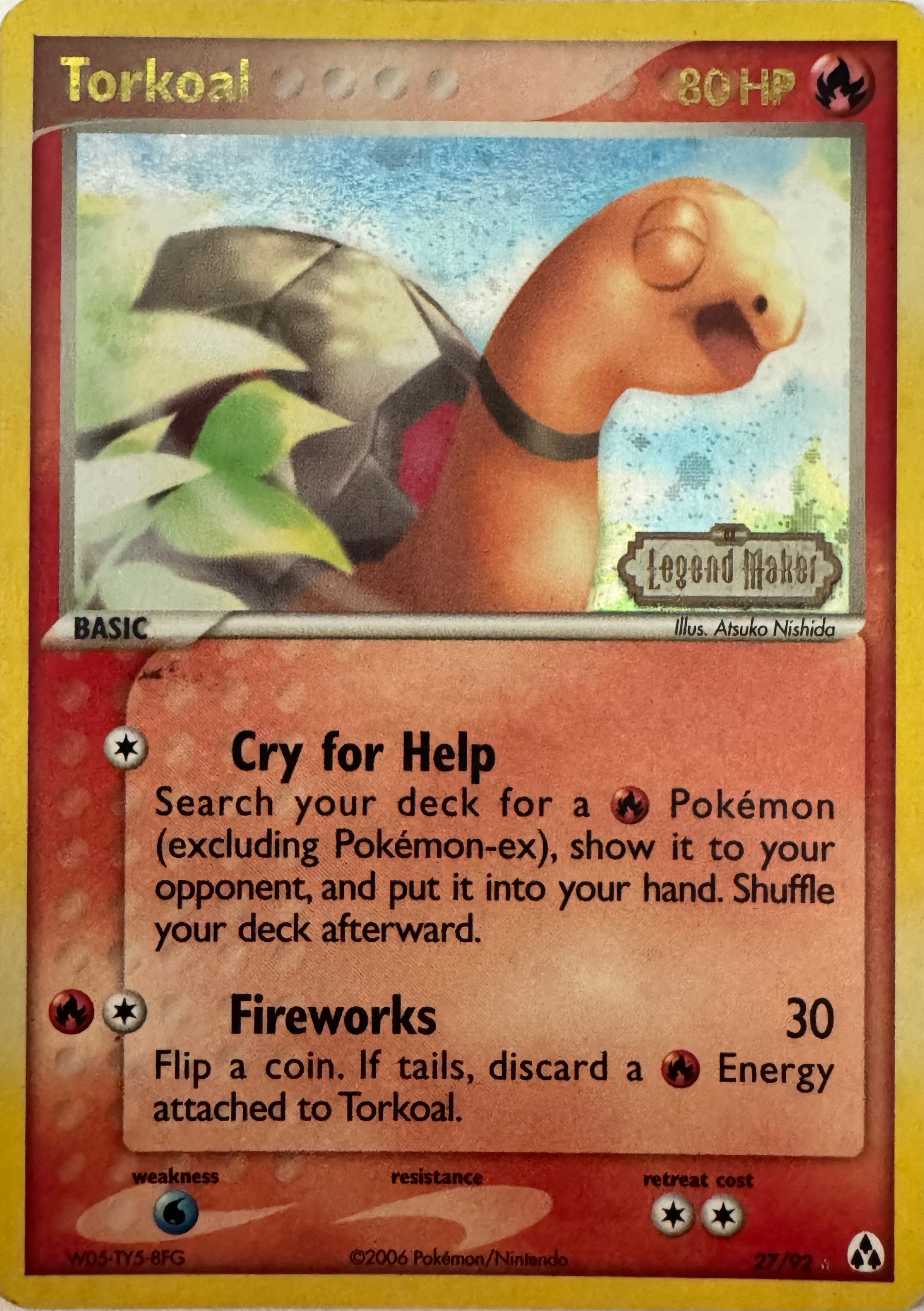 Pokemon Tcg Torkoal 27/92 Holo (Legend Maker)