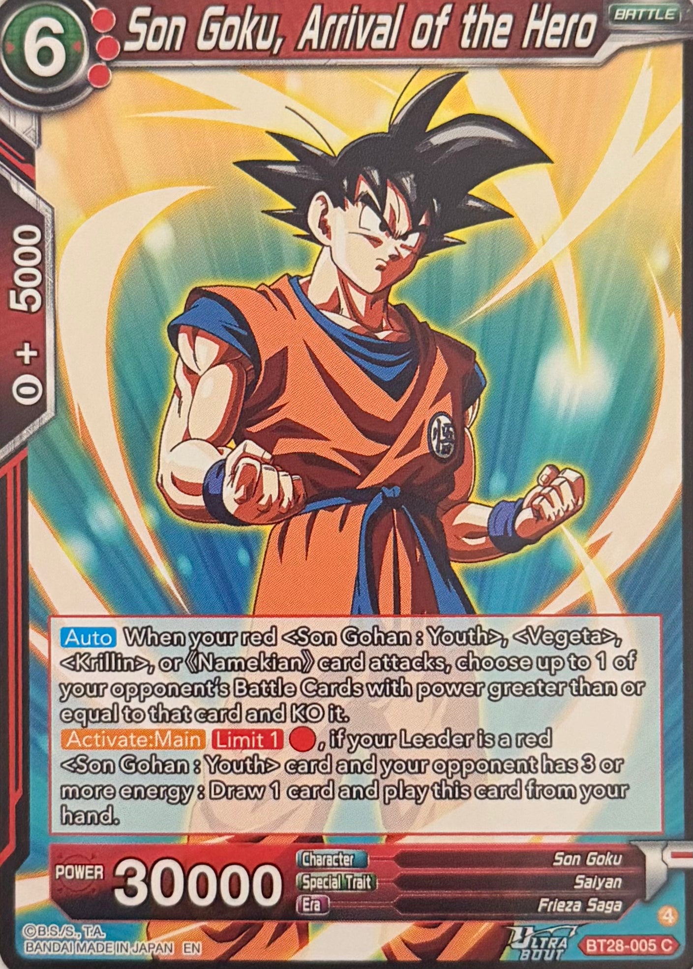 Dragon Ball Tcg Son Goku, Arrival Of The Hero BT28–005