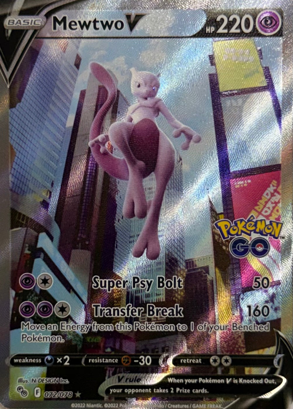 Pokemon Tcg Mewtwo V 072/078 (Pokémon go)