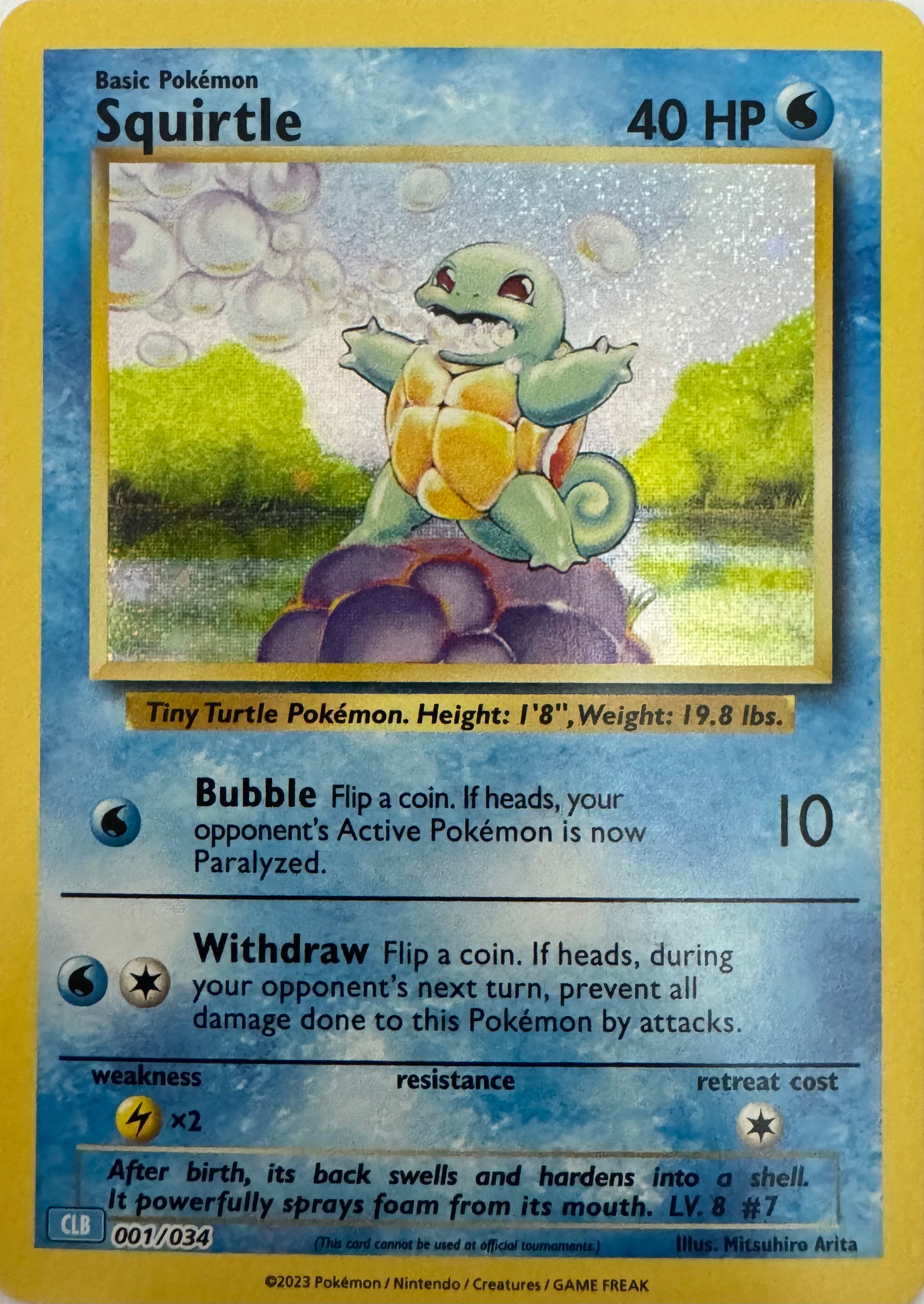 Pokemon Tcg Squirtle 001/034 Holo (CLB)