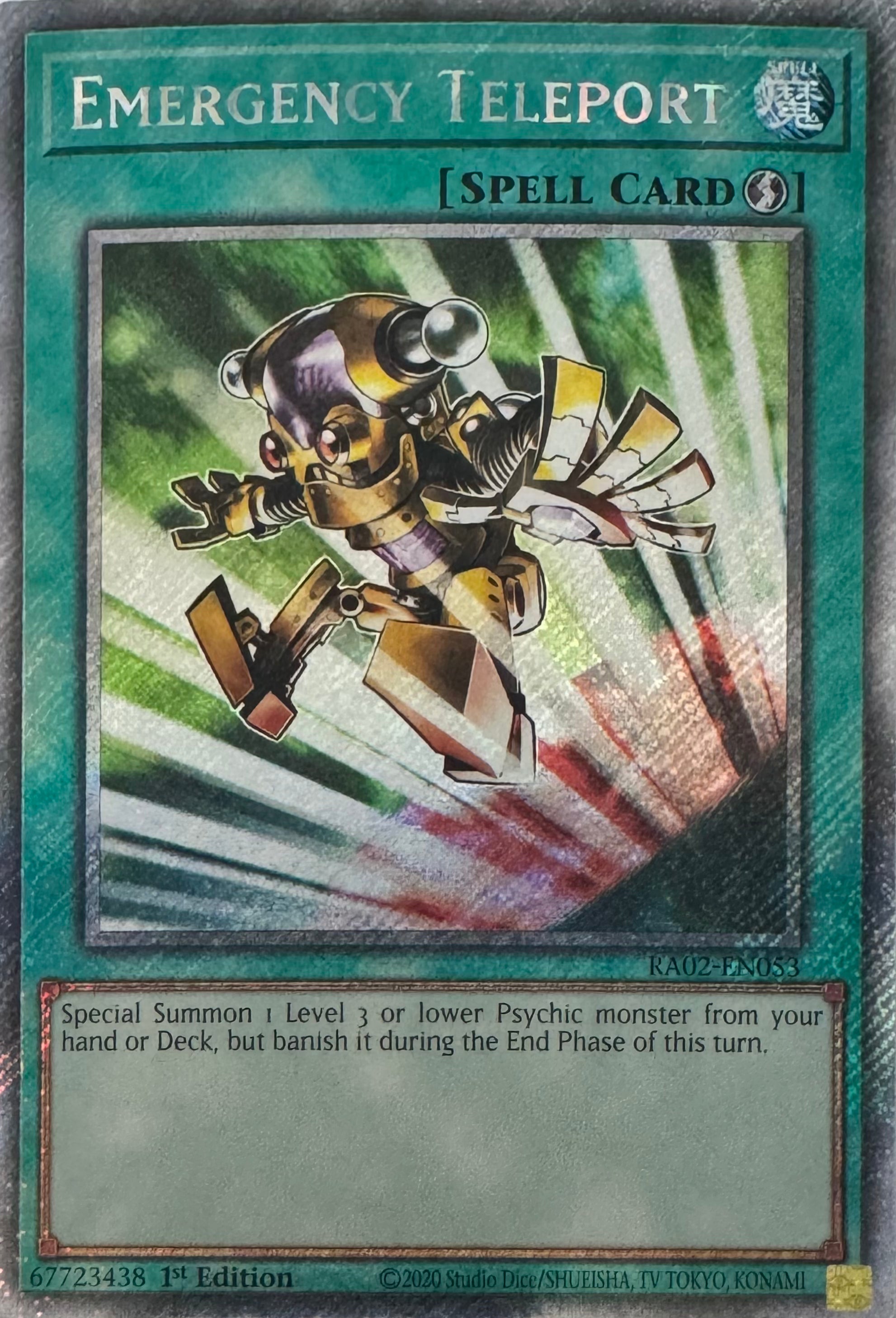 Yugioh! Emergency Teleport Ra02-en053 1st Edition Platinum