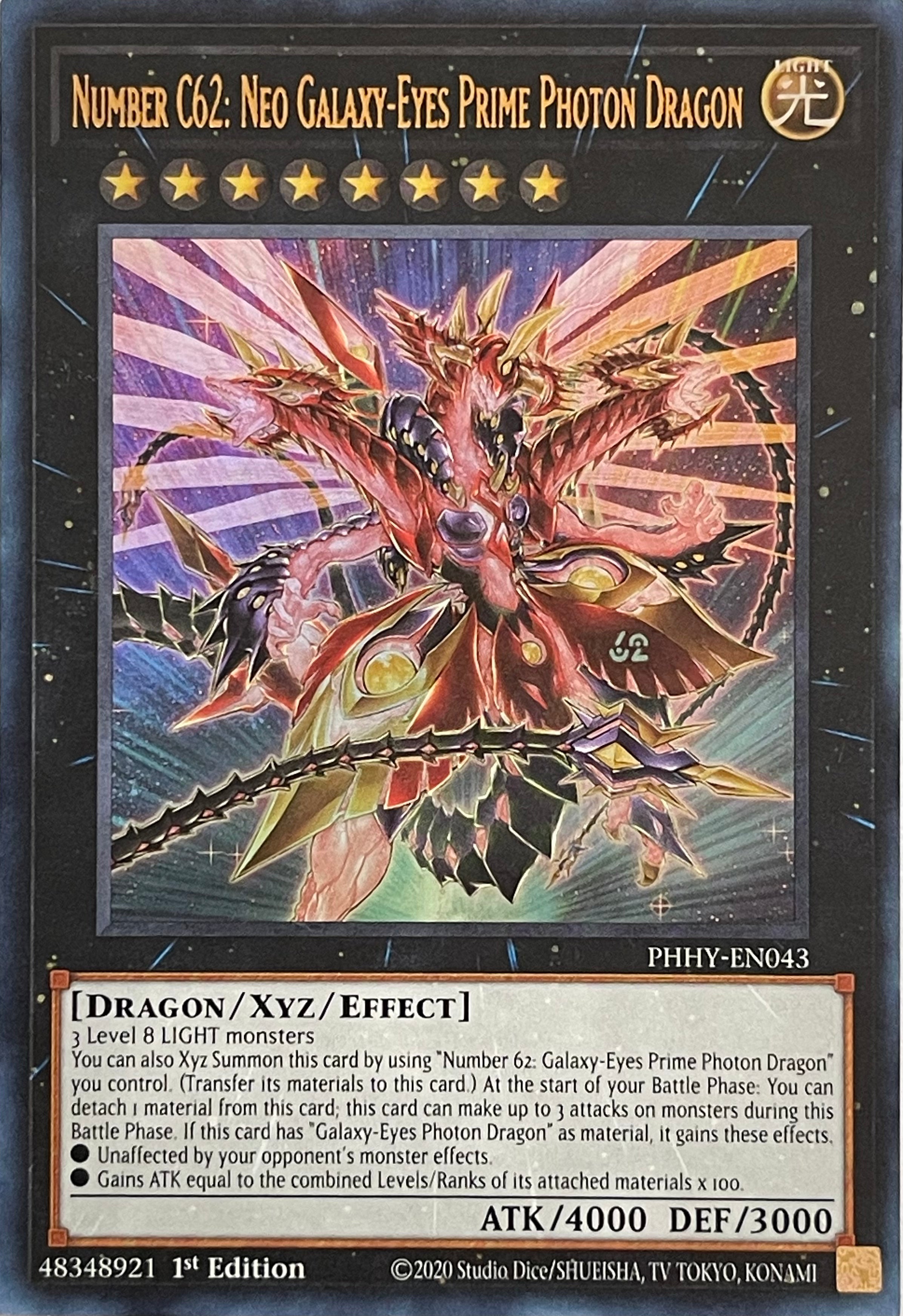 Yugioh! Number C62: Neo Galaxy-Eyes Prime Photon Dragon PHHY-EN043 1st Edition Ultra