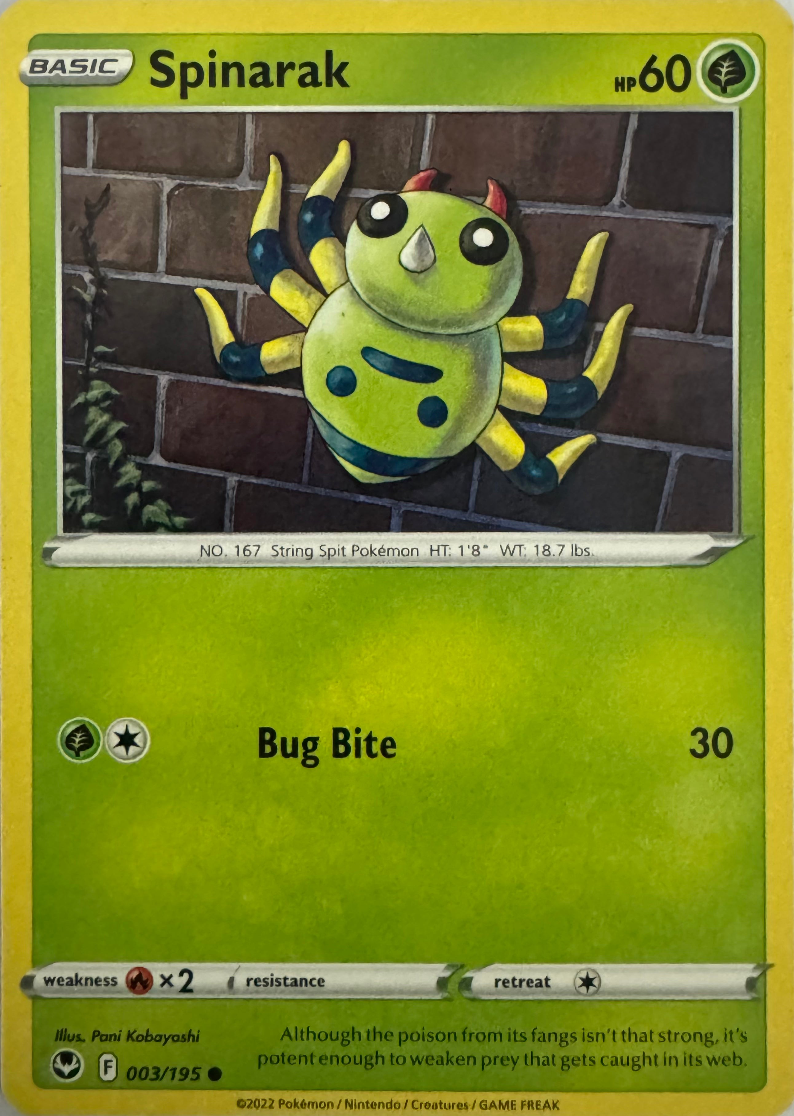 Pokemon Tcg Spinarak 003/195