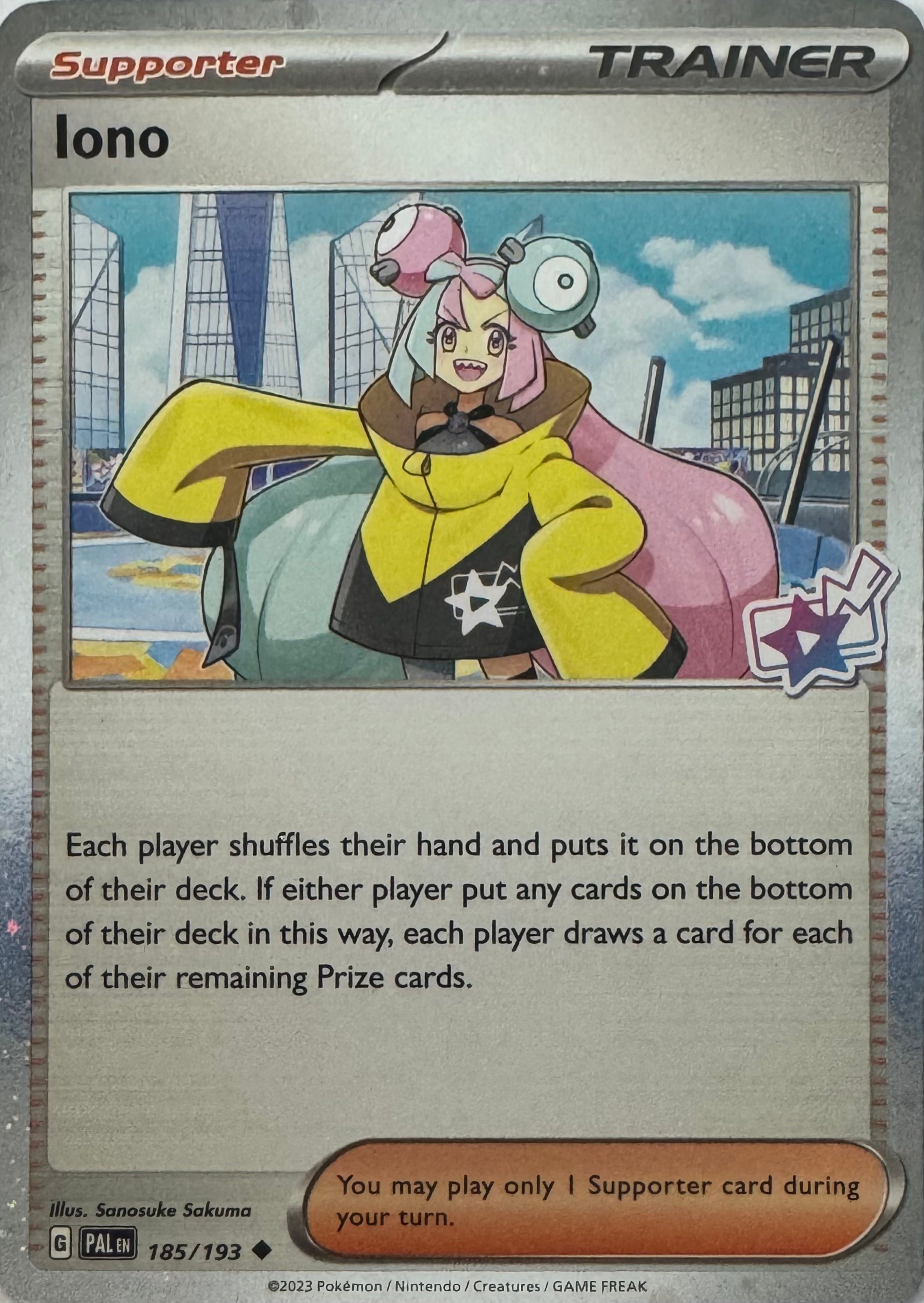 Pokemon Tcg Iono 185/193 Holo (Cosmos Foil)