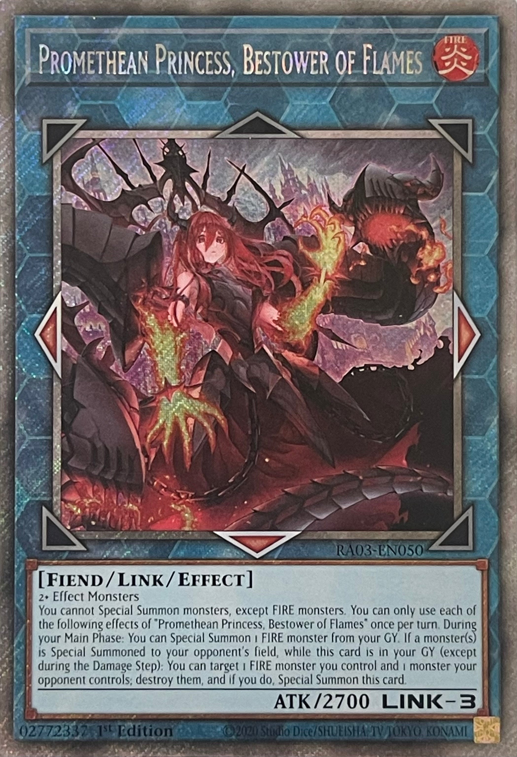 Yugioh! Promethean Princess, Bestower of Flames RA03-EN050 1st Edition Platinum