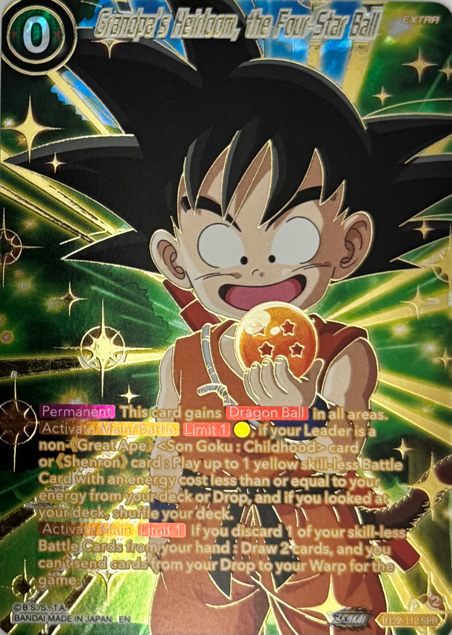 Dragon Ball Tcg Grandpa’s Heirloom, The Four-Star Ball Bt22-112
