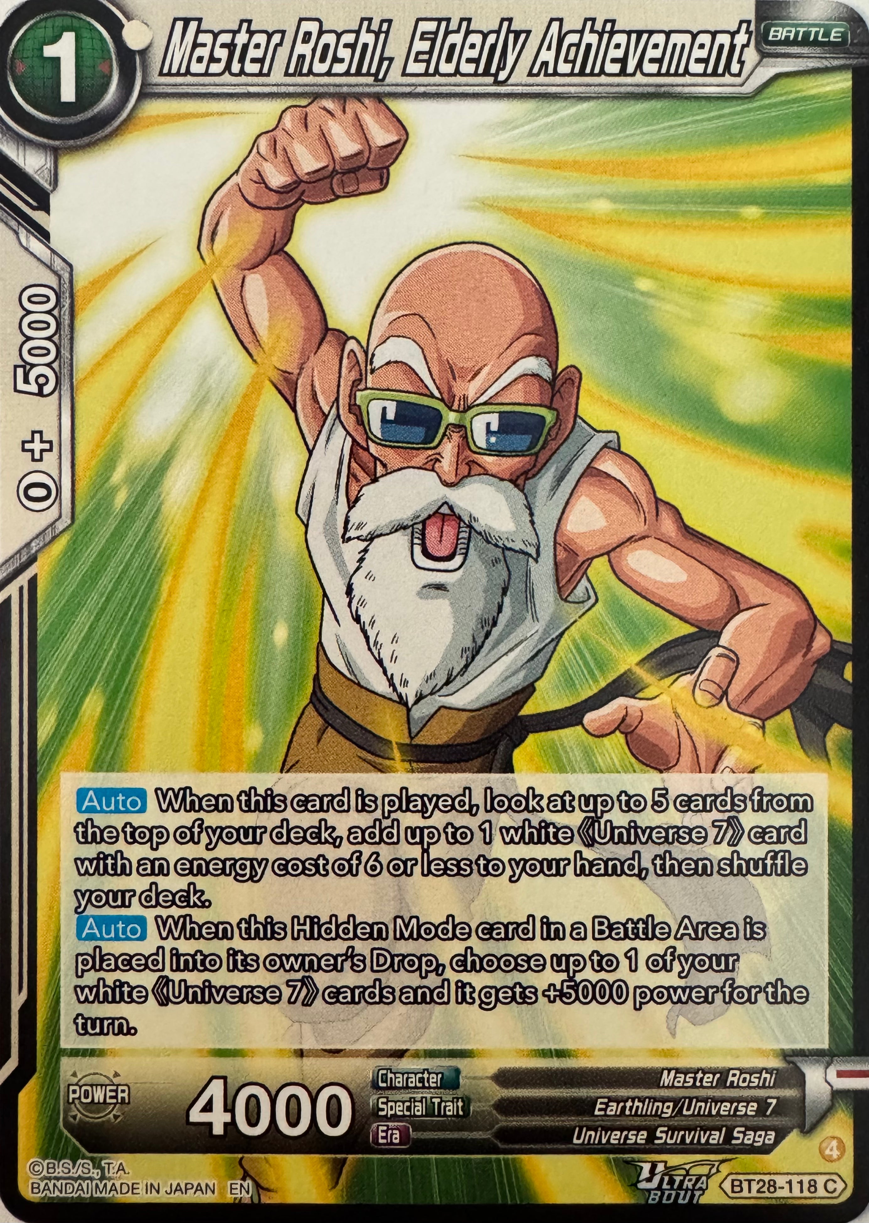 Dragon Ball Tcg Master Roshi, Elderly Achievement Bt28-118