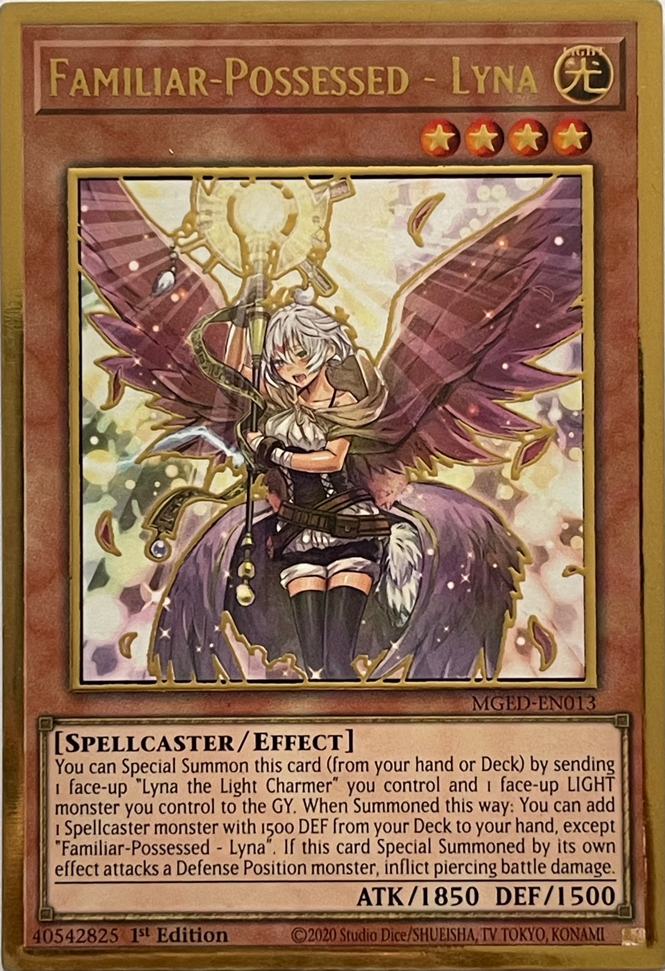 Yugioh! Familiar-Possessed - Lyna MGED-EN013 1st Edition Premium Gold Rare