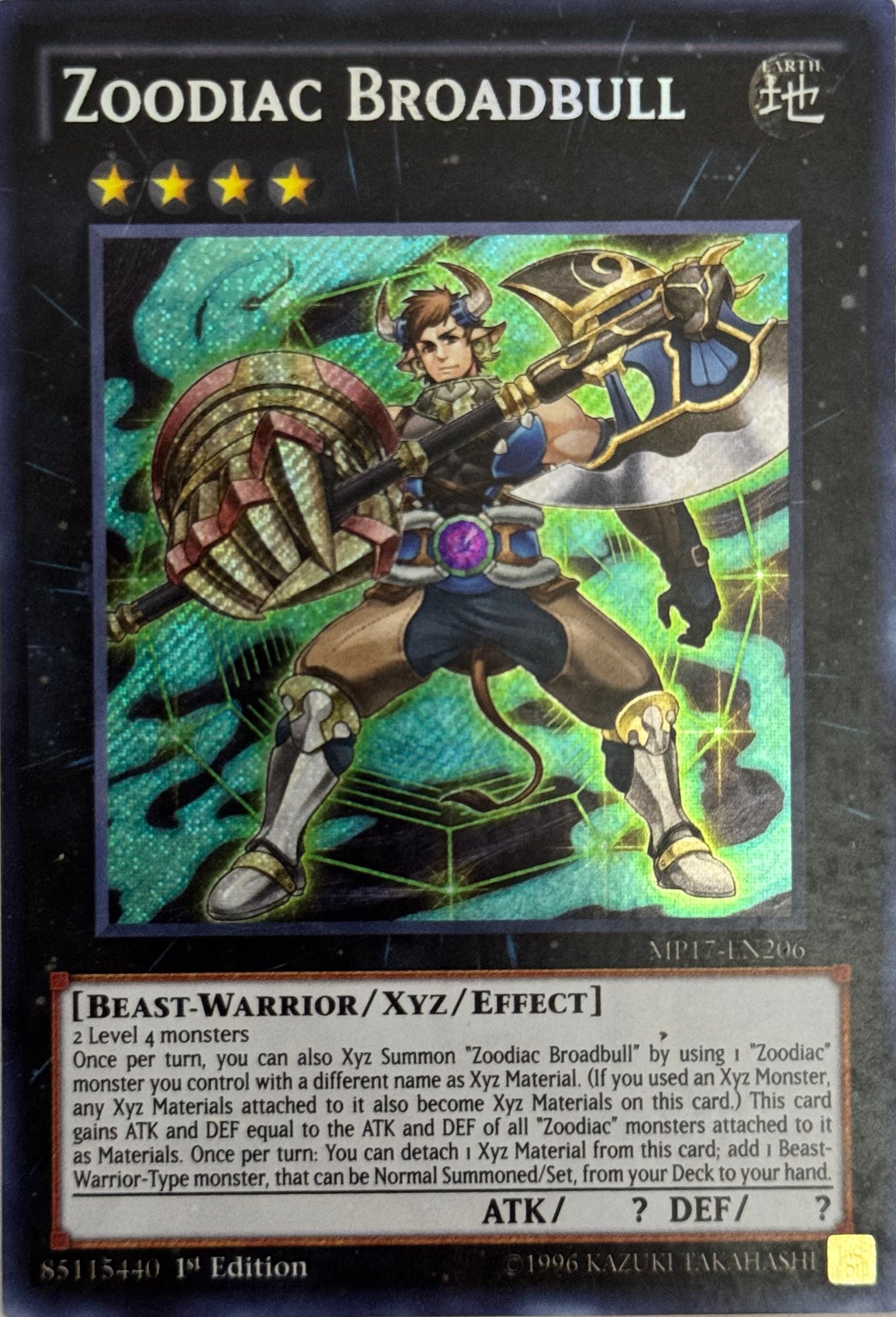 Yugioh! Tcg Zoodiac Broadbull MP17-EN206 1st Edition Secret