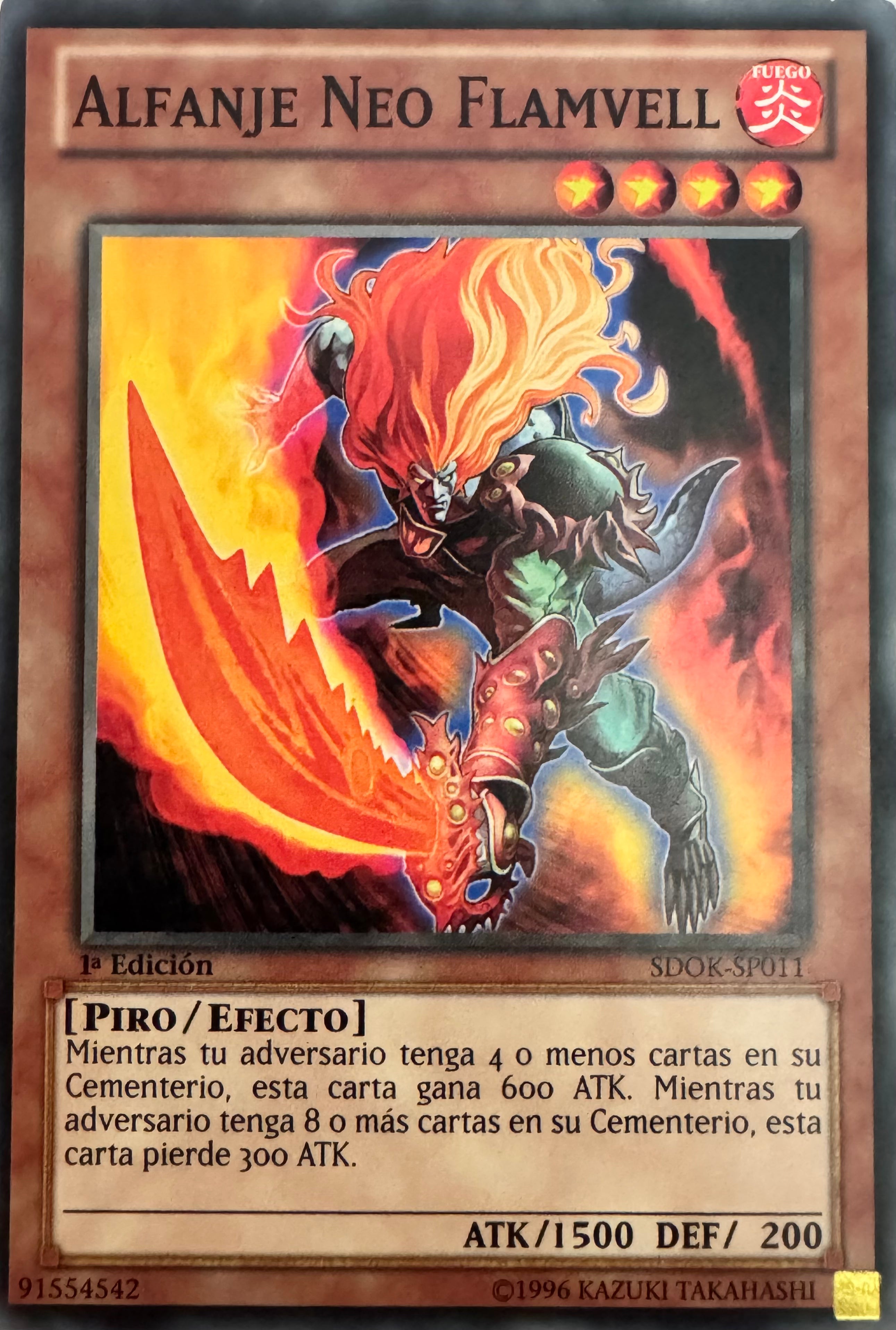 Yugioh! Alfanje Neo Flamvell Sdok-sp011 1a Edición