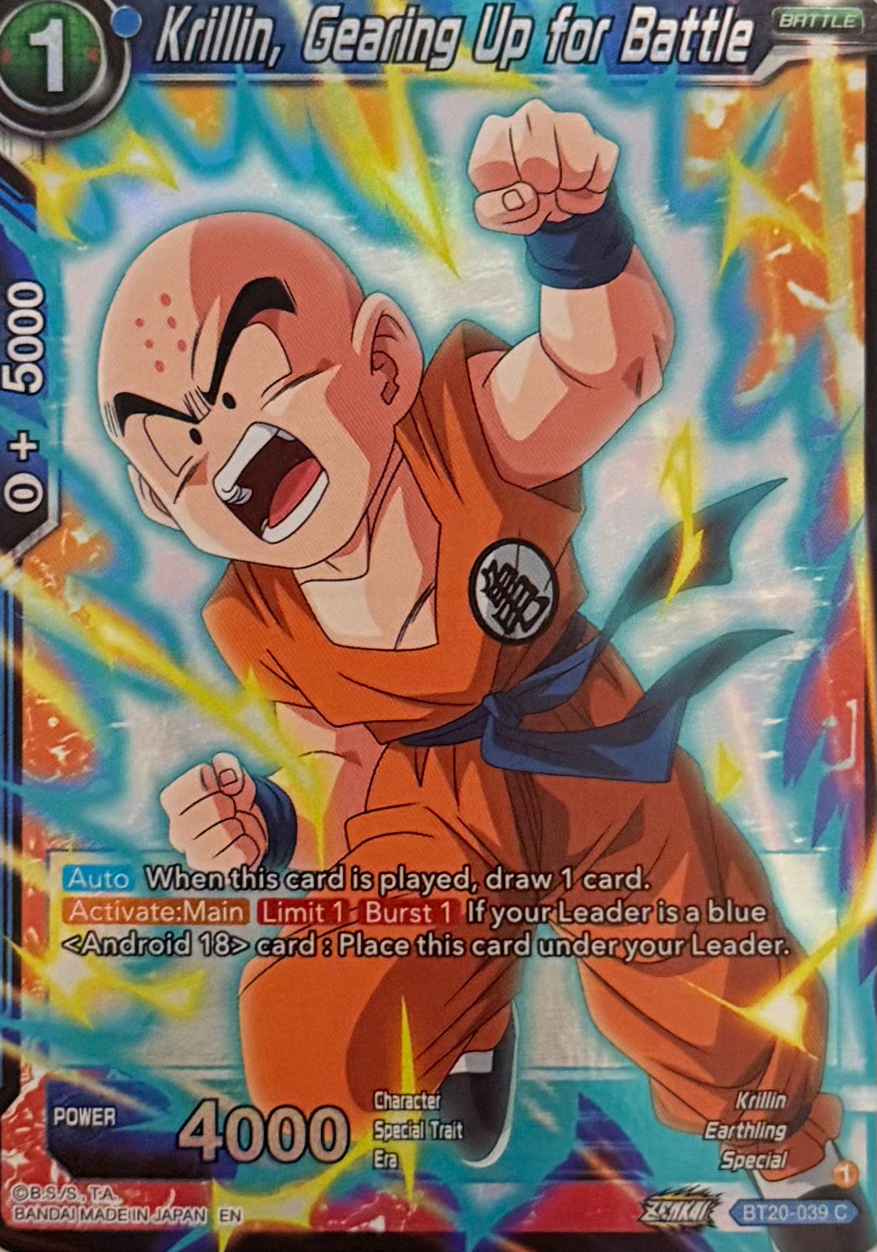 Dragon Ball Tcg Krillin, Gearing Up For Battle BT20-039
