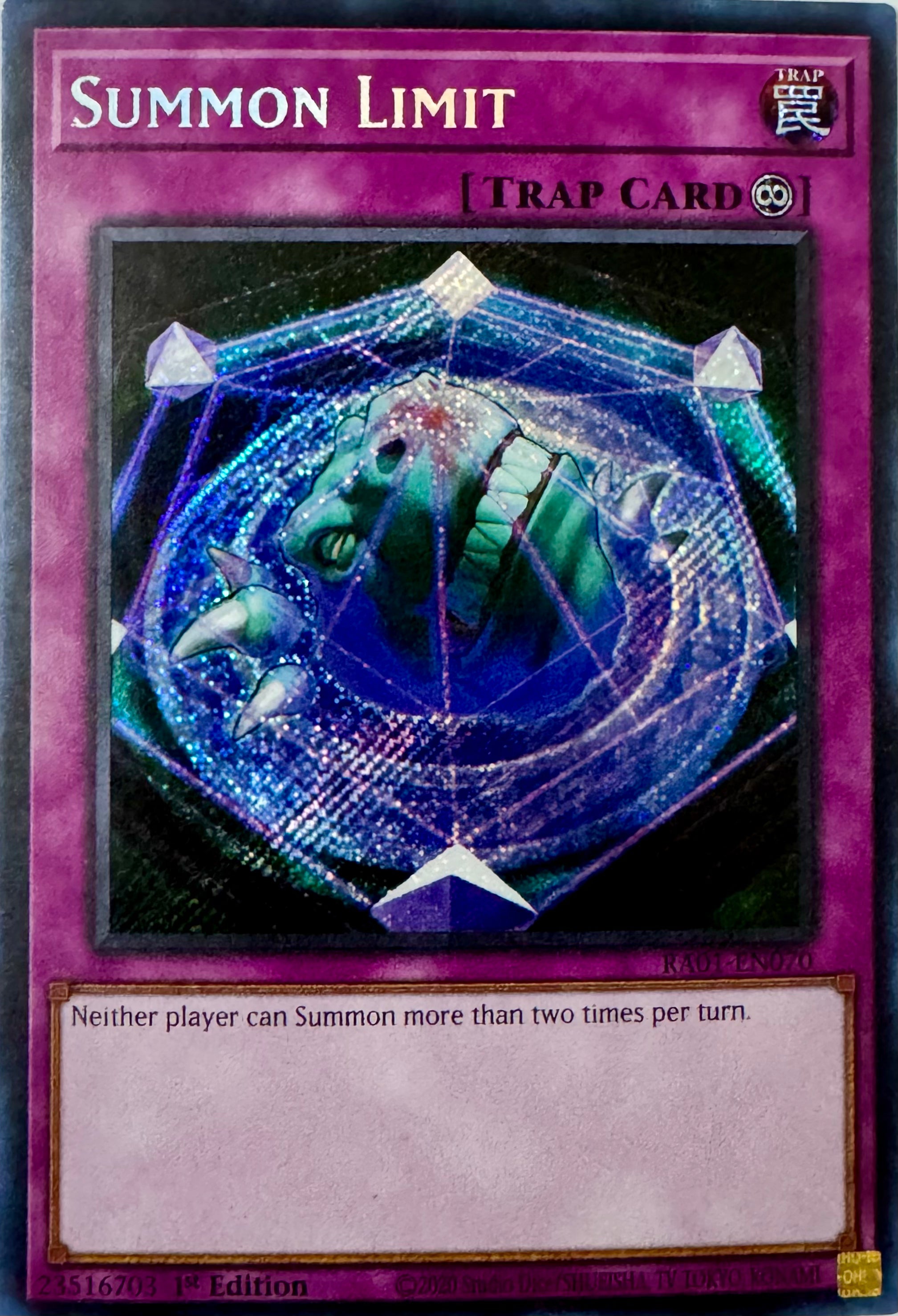 Yugioh! Summon Limit Ra01-en070 Secret Rare 1st Edition
