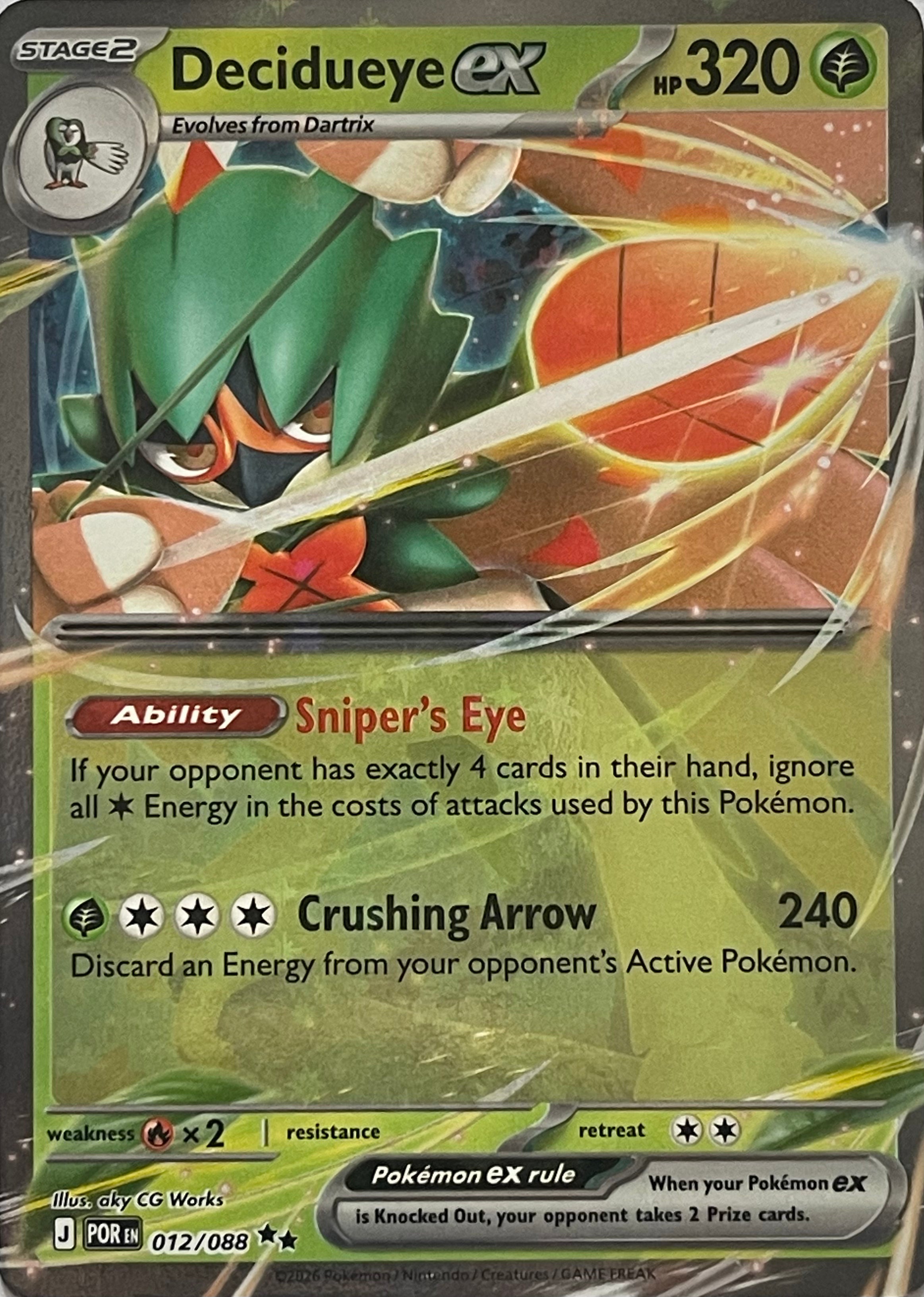 Pokemon Tcg Decidueye Ex 012/088 Ultra rare