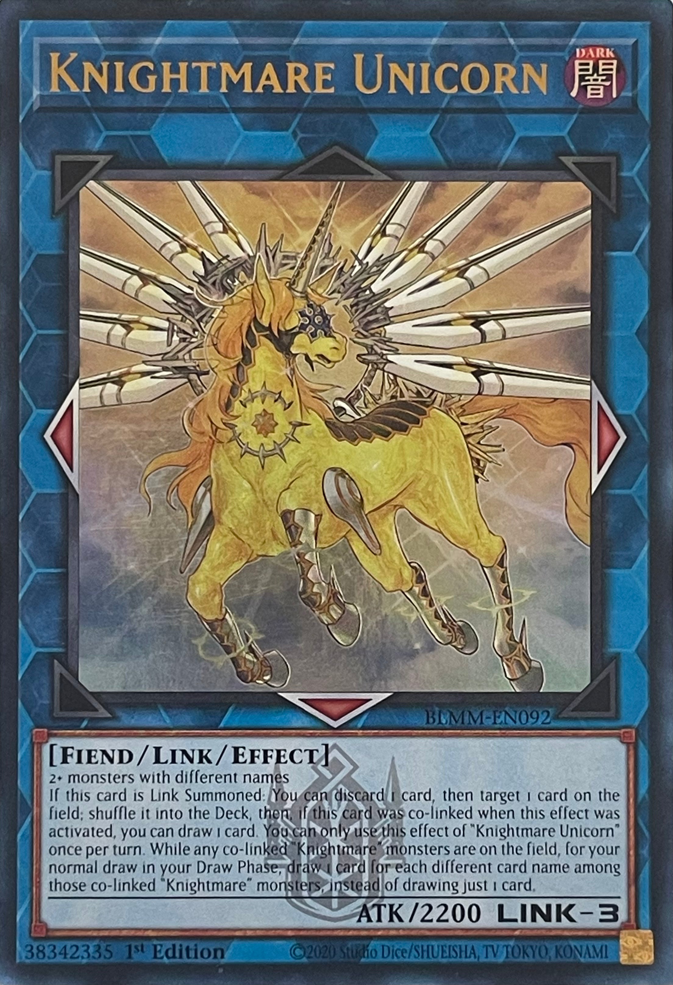 Yugioh! Knightmare Unicorn BLMM-EN092 1st Edition Ultra