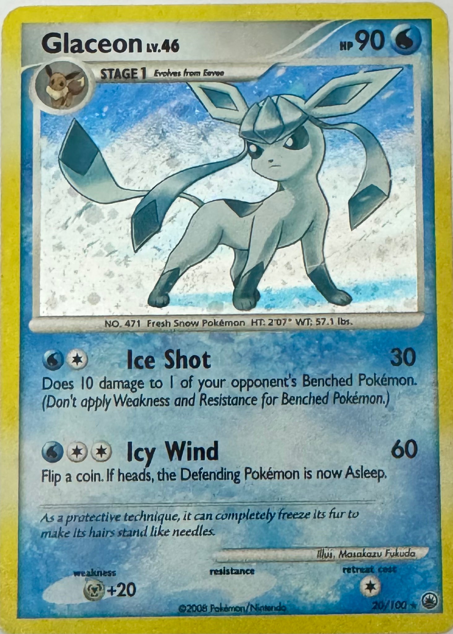 Pokemon tcg Glaceon Lv. 46 20/100 holo