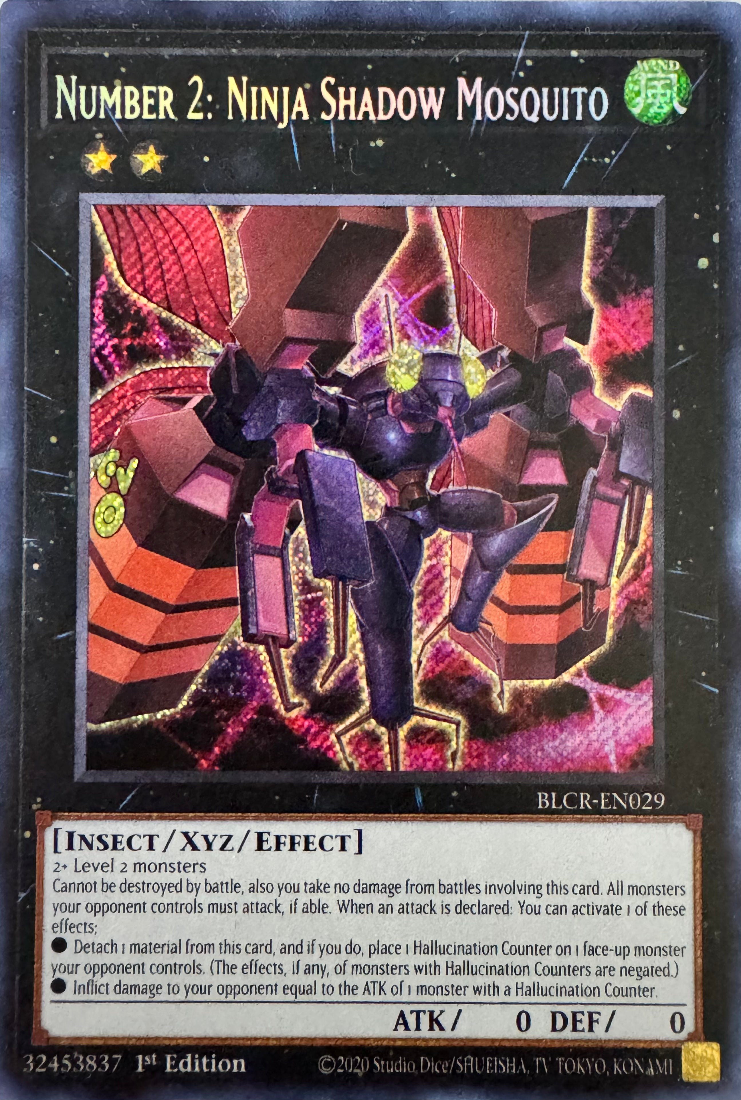 Yugioh! Number 2: Ninja Shadow Mosquito Blcr-en029 1st Edition Secret