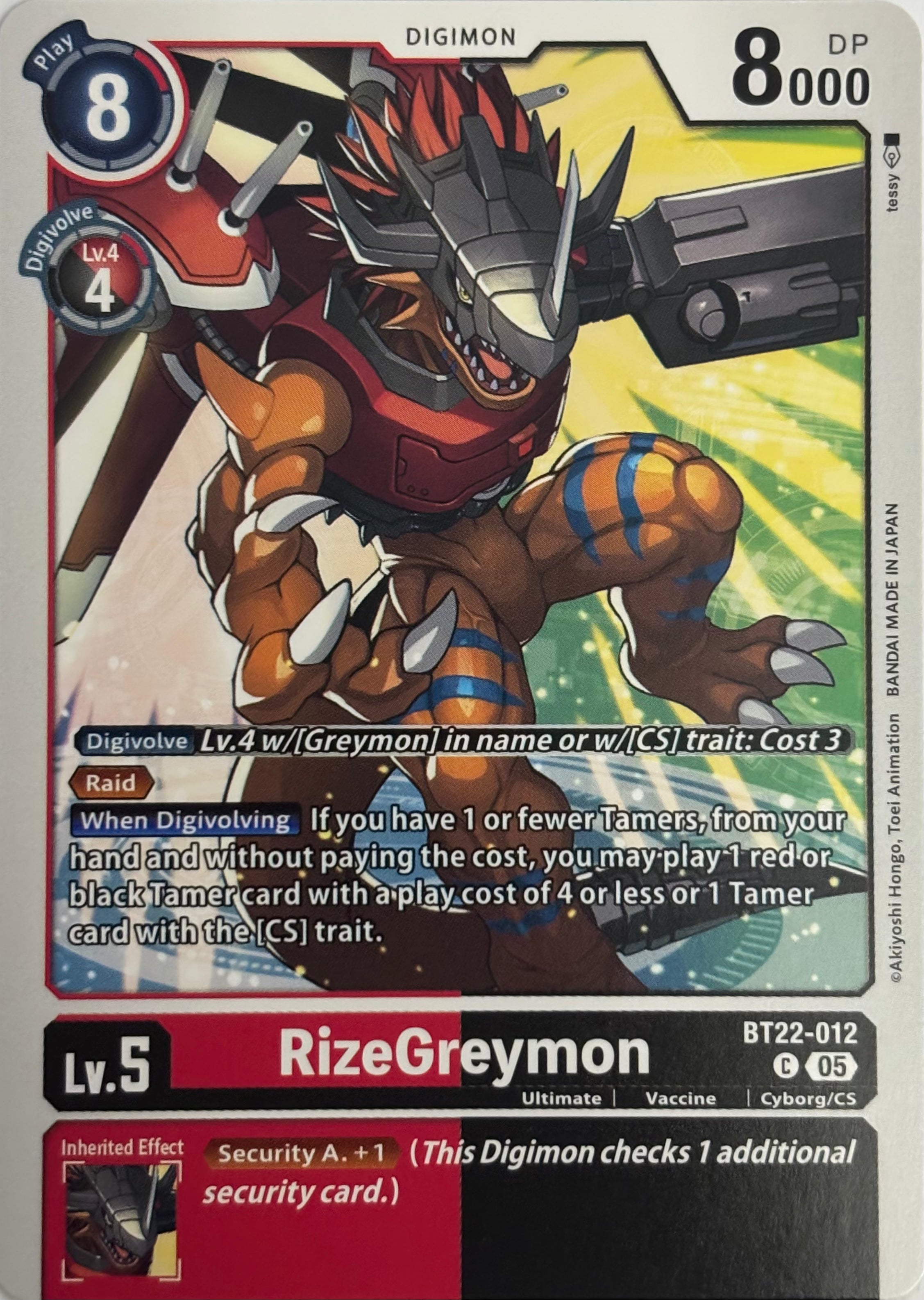 Digimon Tcg RizeGreymon BT22-012