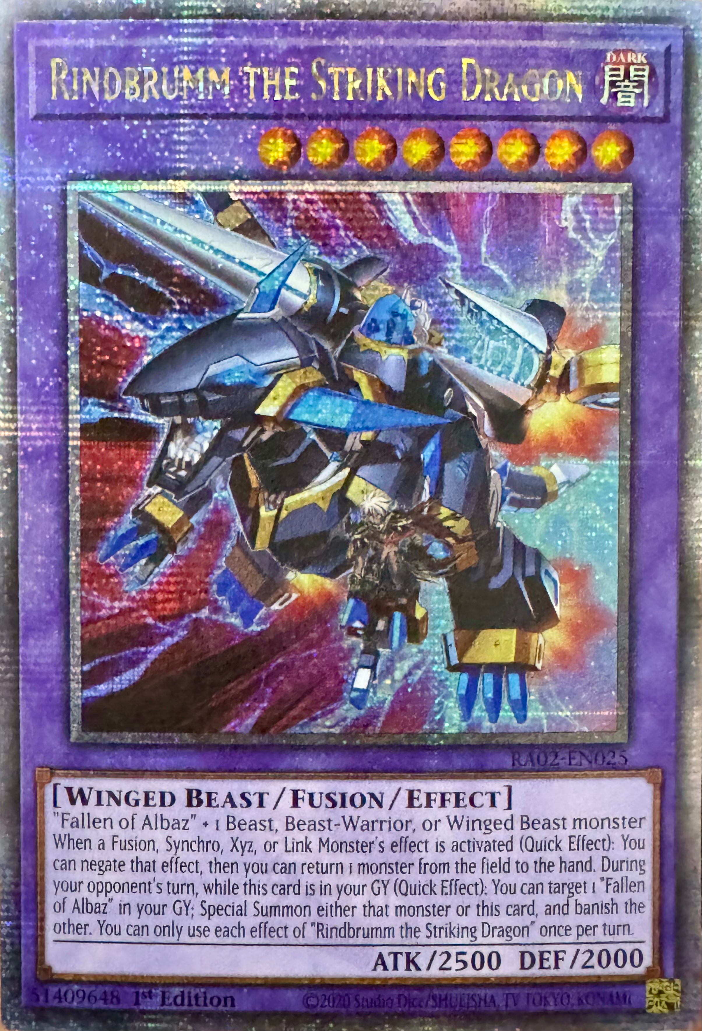 Yugioh! Rindbrumm the Striking Dragon Ra02-en025 Quarter Century 1st Edition