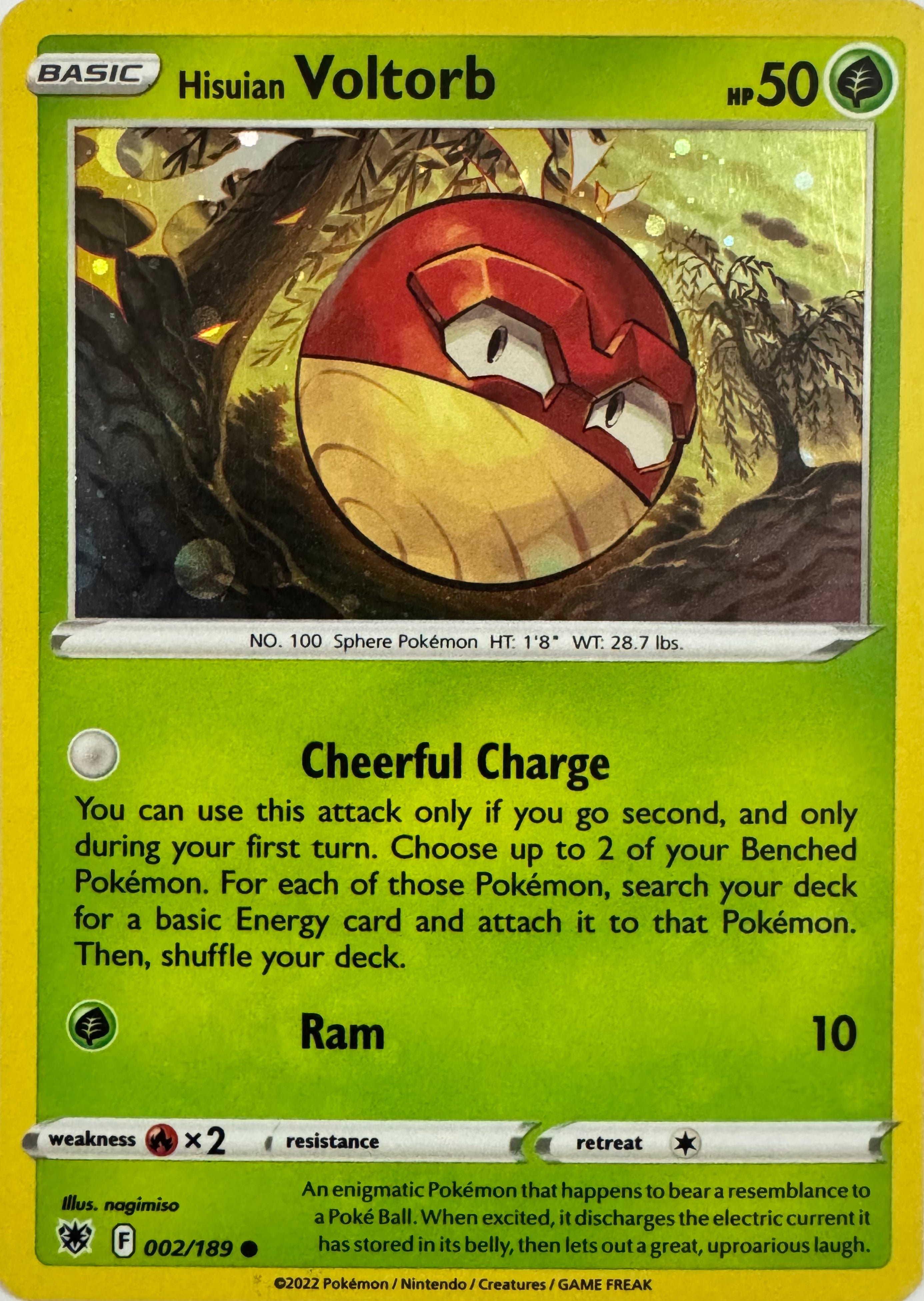 Pokemon Tcg Hisuian Voltorb 002/189 Holo