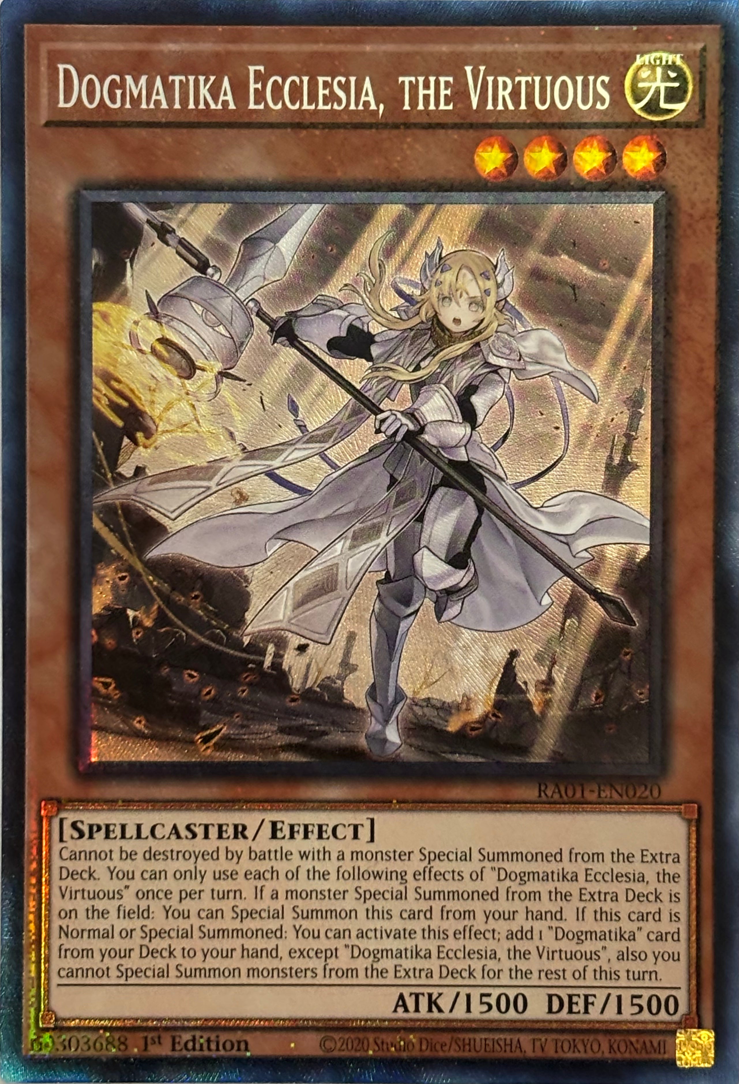 Yugioh! Tcg Dogmatika Ecclesia, the Virtuous RA01-EN020 1st Edition Collector
