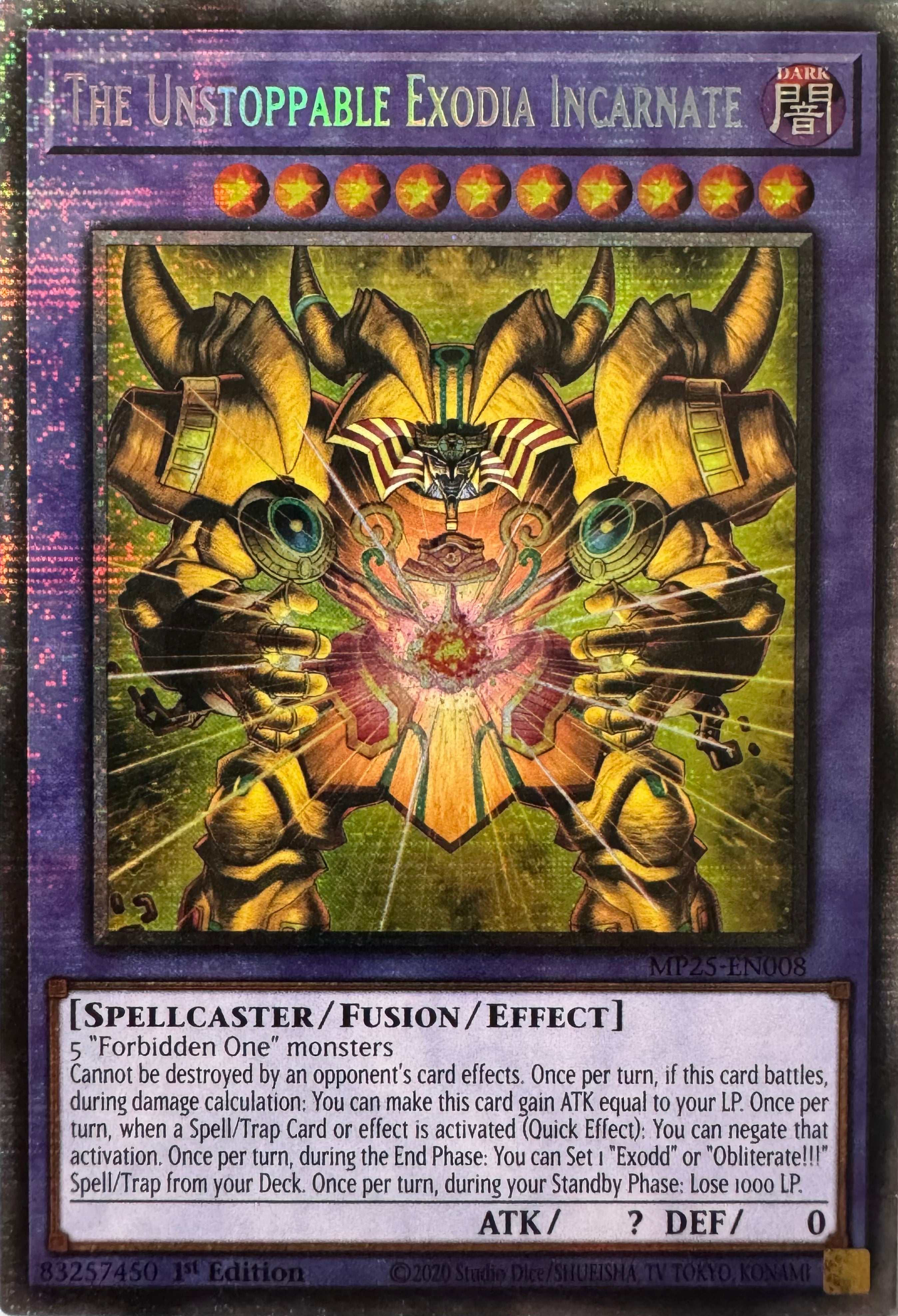 Yugioh! The Unstoppable Exodia Incarnate Mp25-en008 1st Edition Starlight