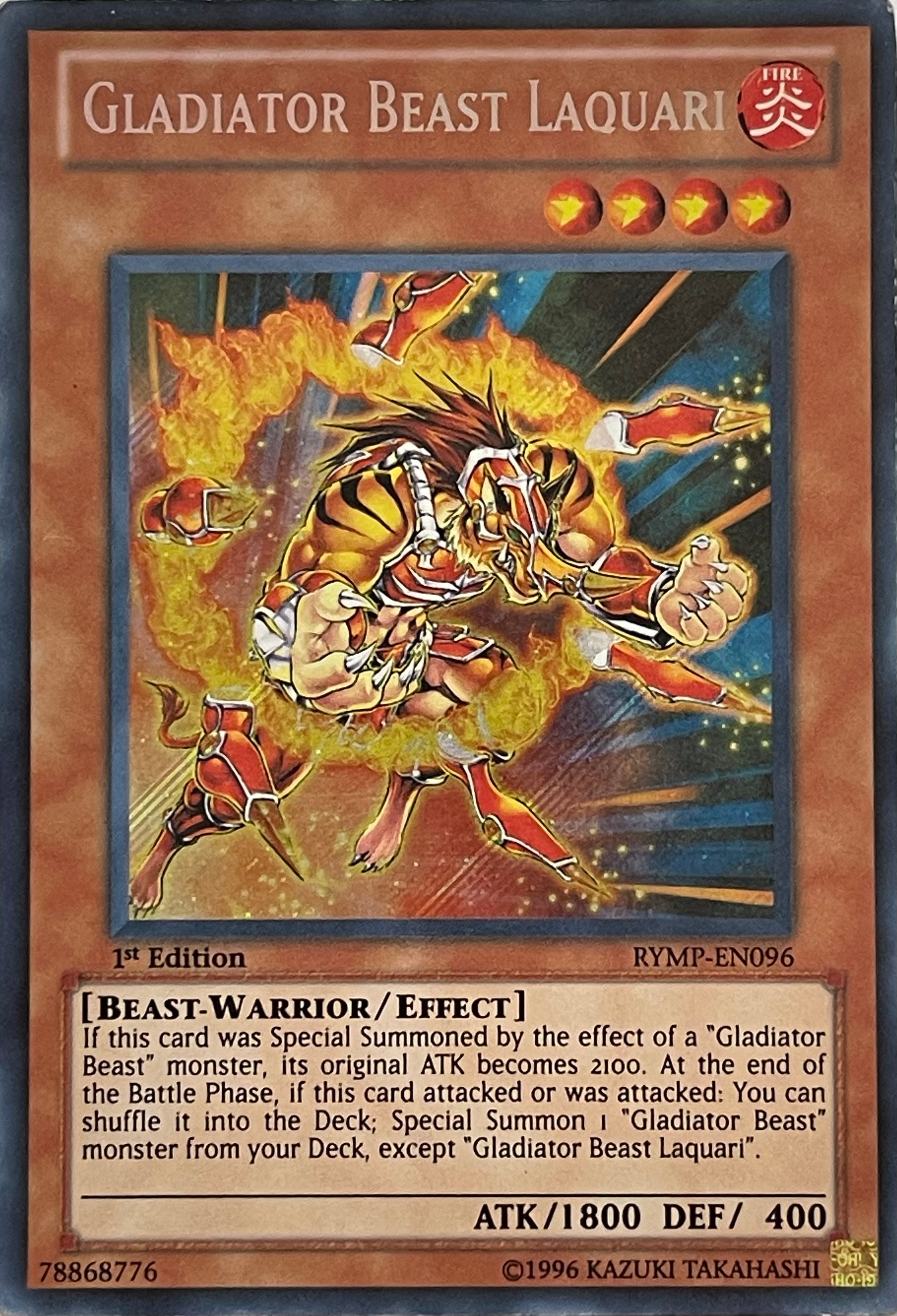 Yugioh! Gladiator Beast Laquari RYMP-EN096 1st Edition Secret