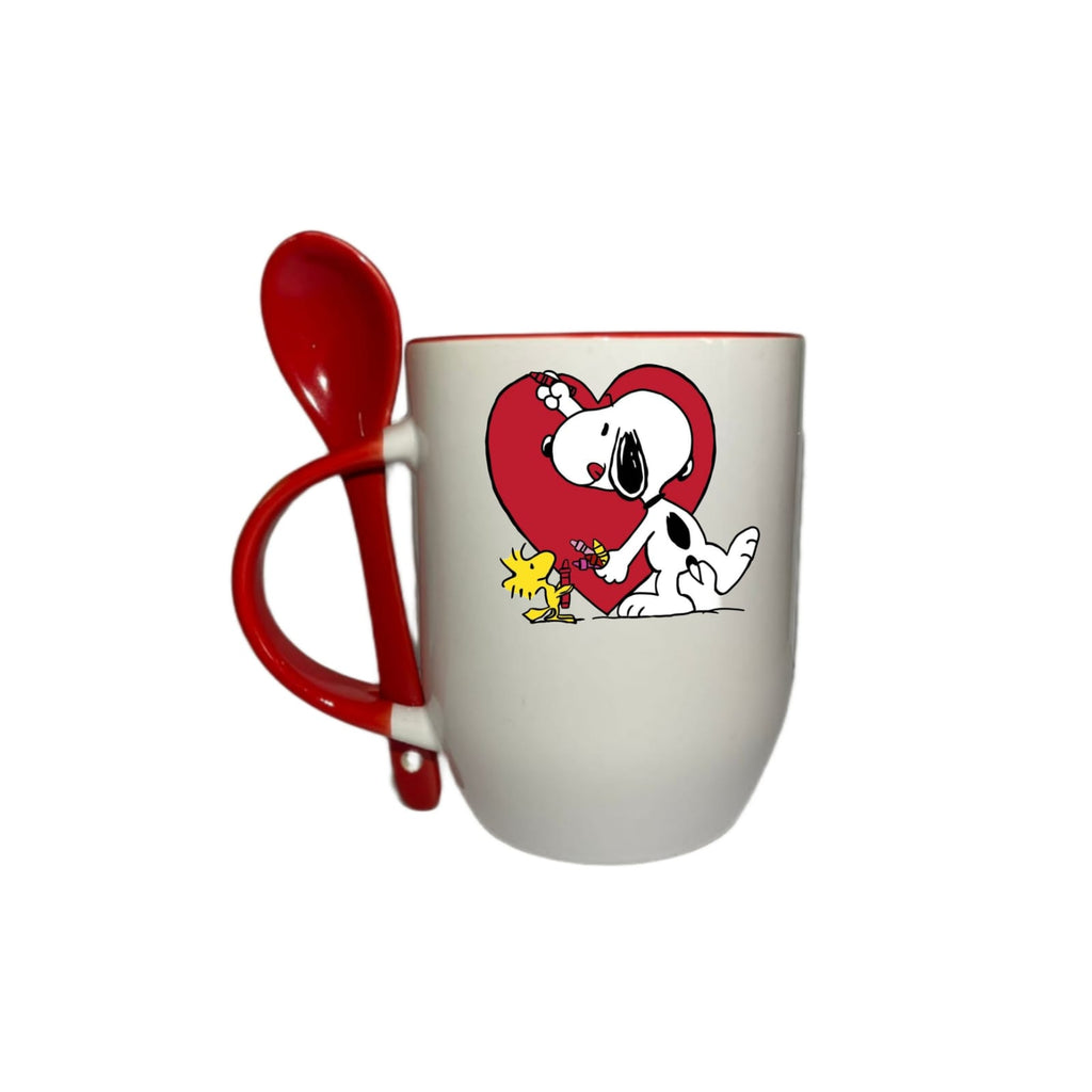 Taza Con Cuchara Rojo Snoopy Corazón