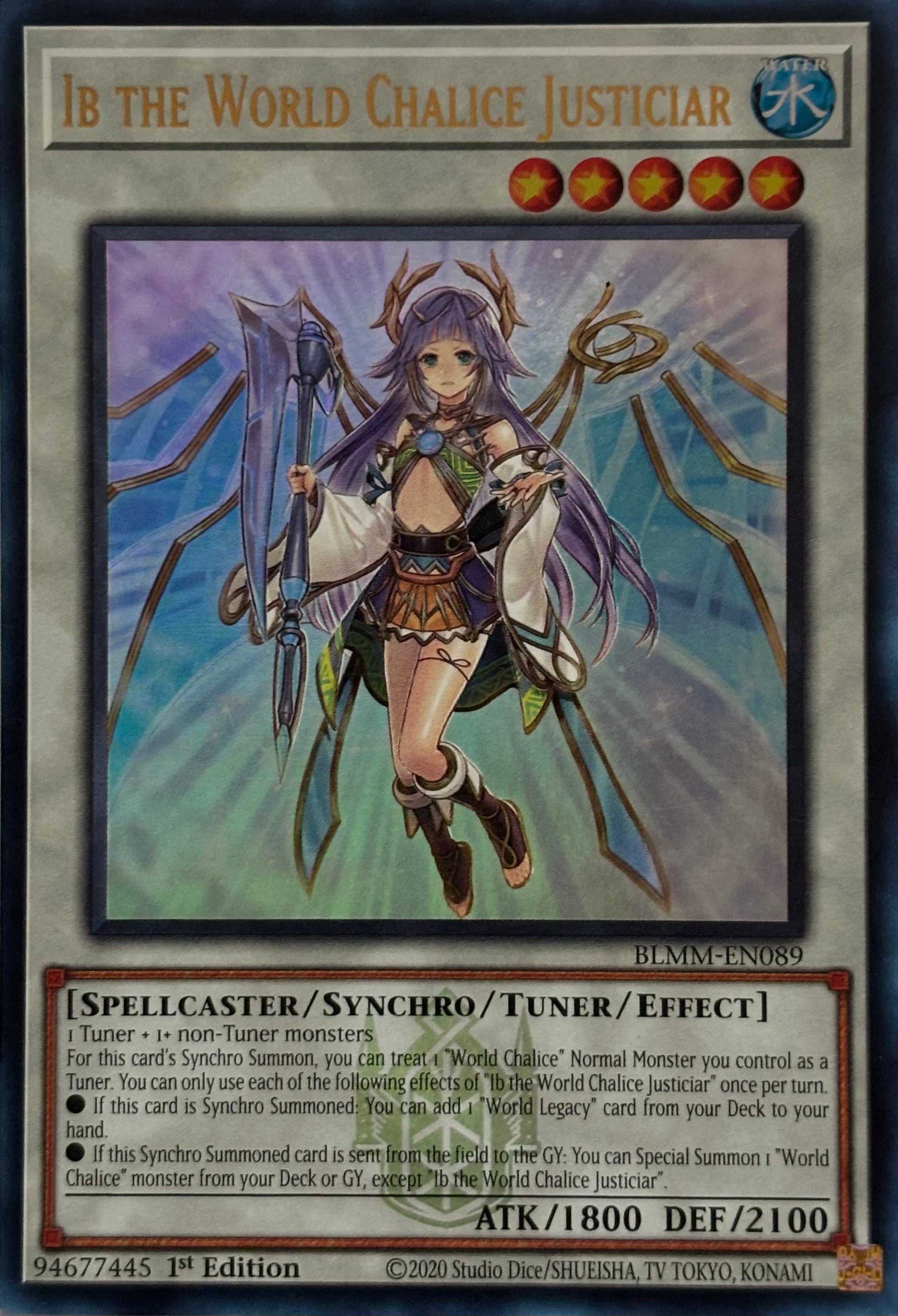 Yugioh! Ib the World Chalice Justiciar BLMM-EN089 1st Edition Ultra