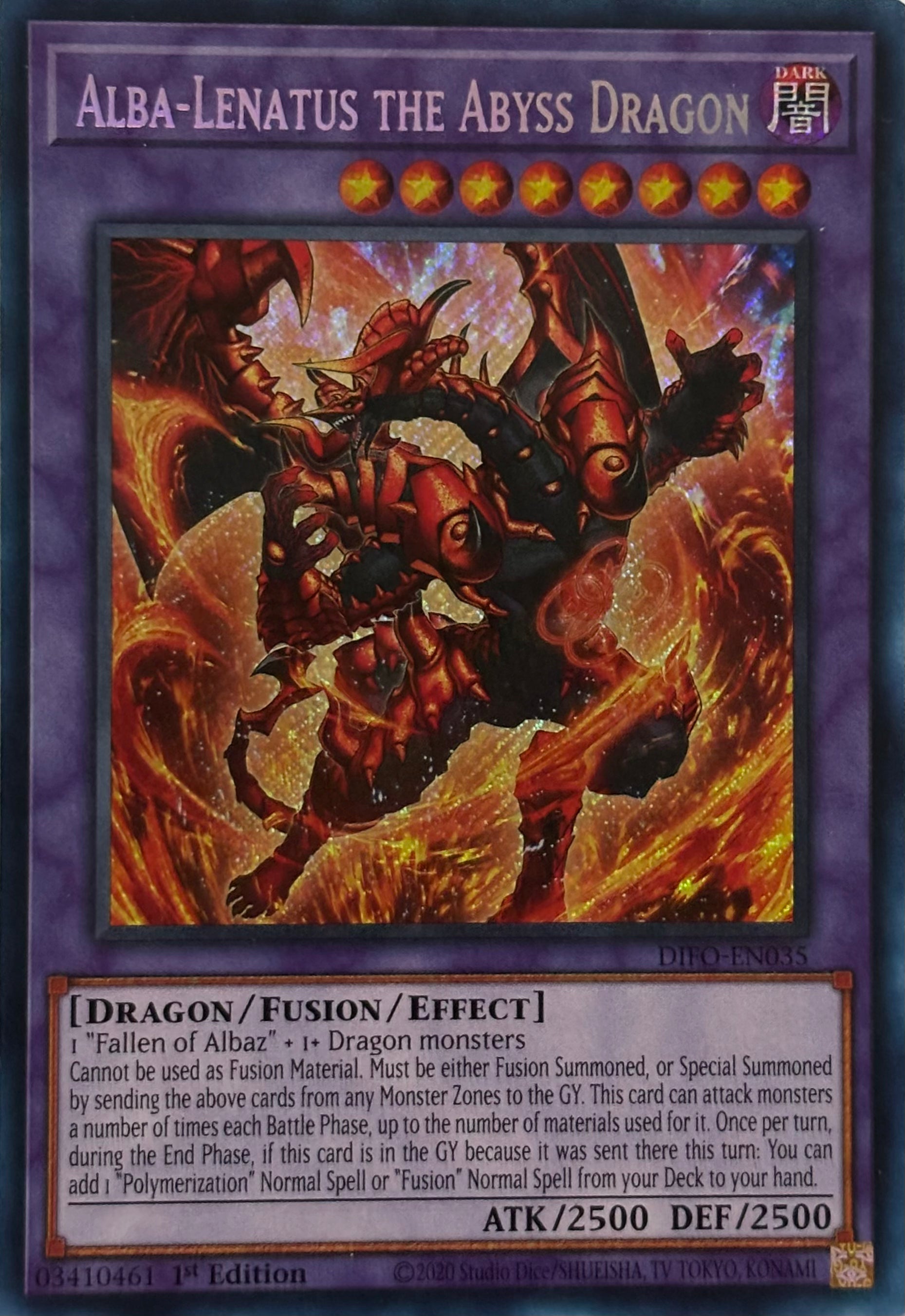 Yugioh! Alba-Lenatus the Abyss Dragon DIFO-EN035 1st Edition Secret