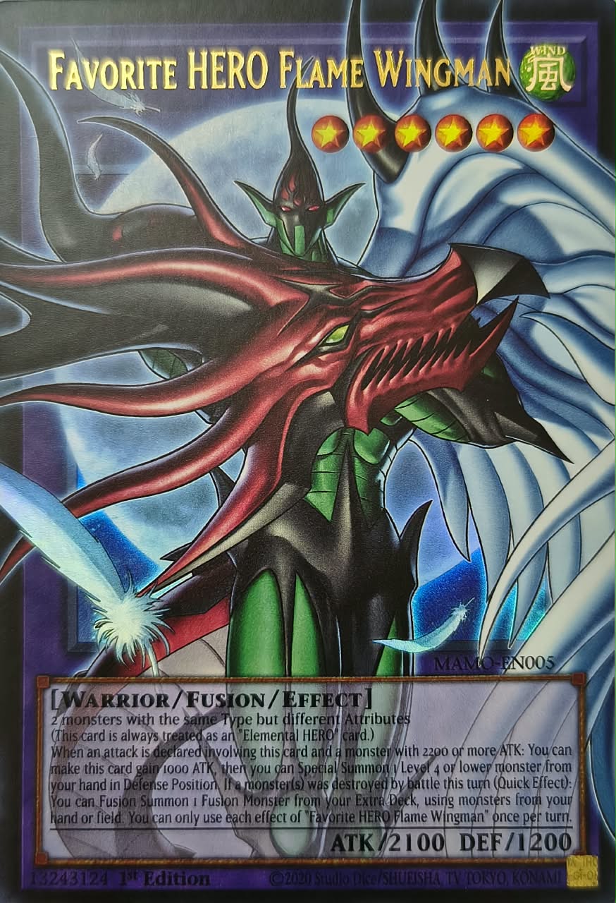 Yugioh! Favorite Hero Flame Wingman Mamo-en005 1st Edition Ultra Rare (Extended Art)