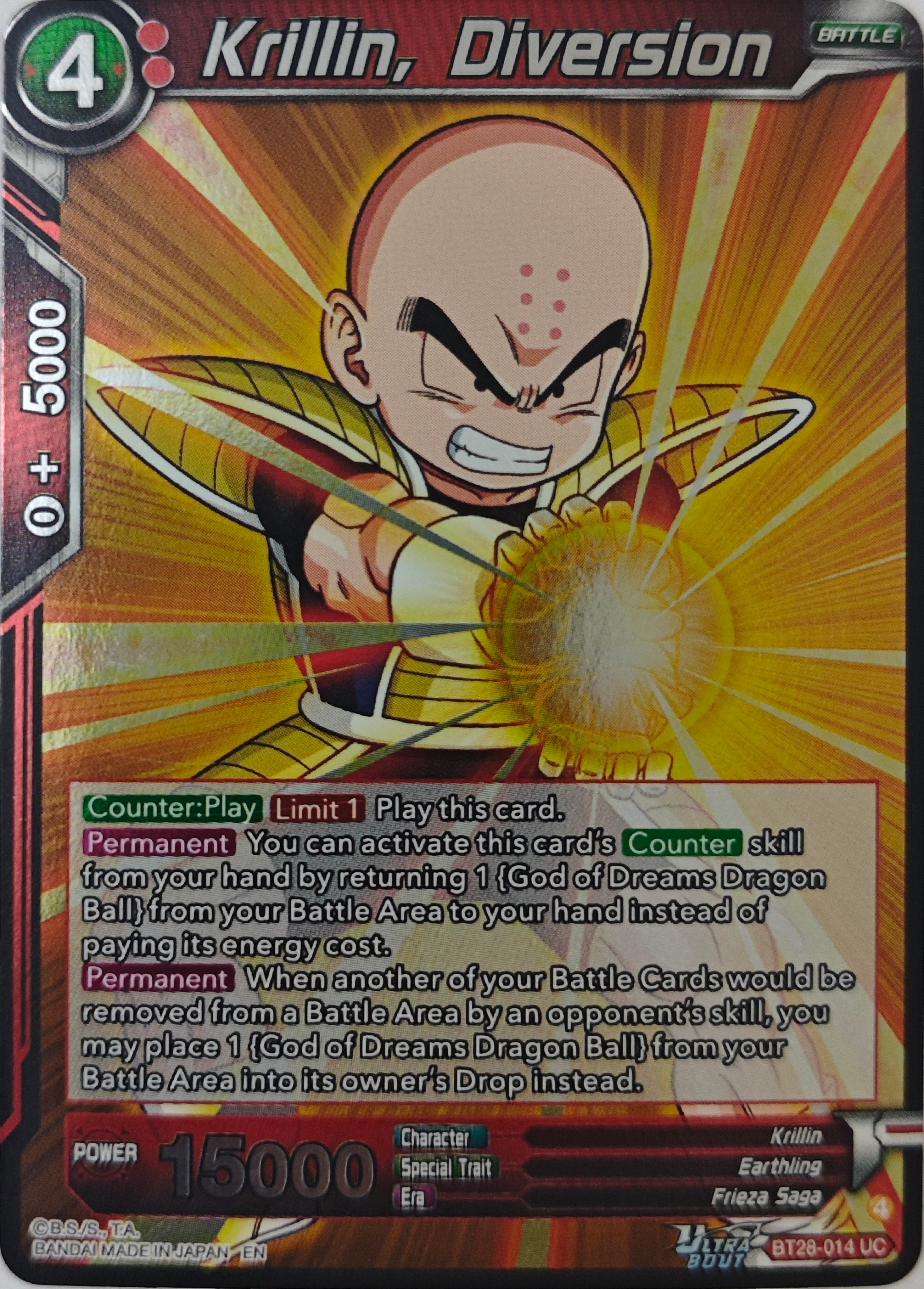 Dragón ball Tcg Krillin, Diversion Bt28-014 Foil