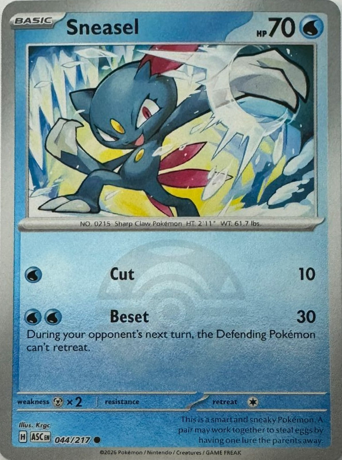 Pokémon tcg Sneasel 044/217 (Dusk Ball)