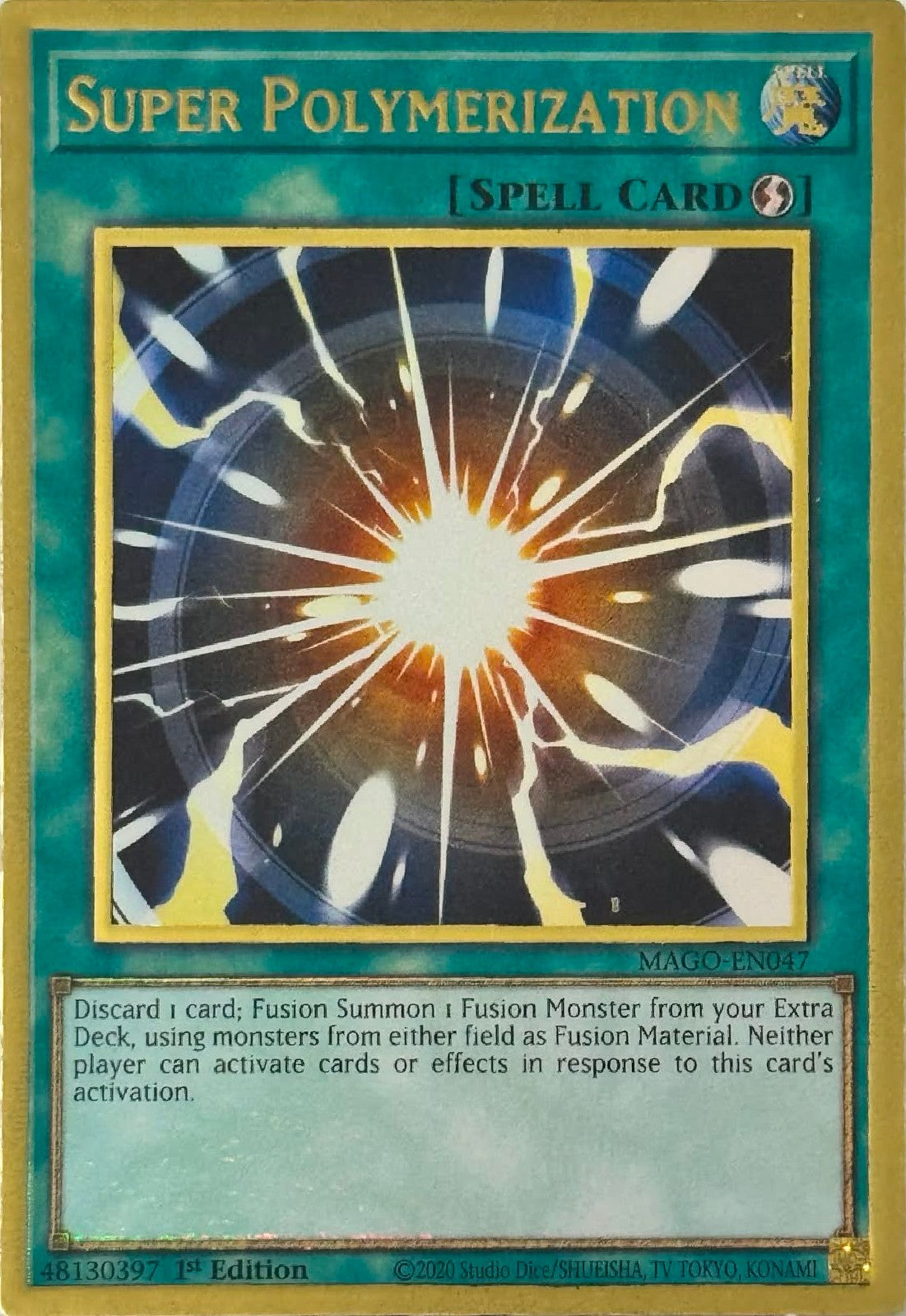Yugioh! Super Polymerization MAGO-EN047 1st Edition Premium Gold