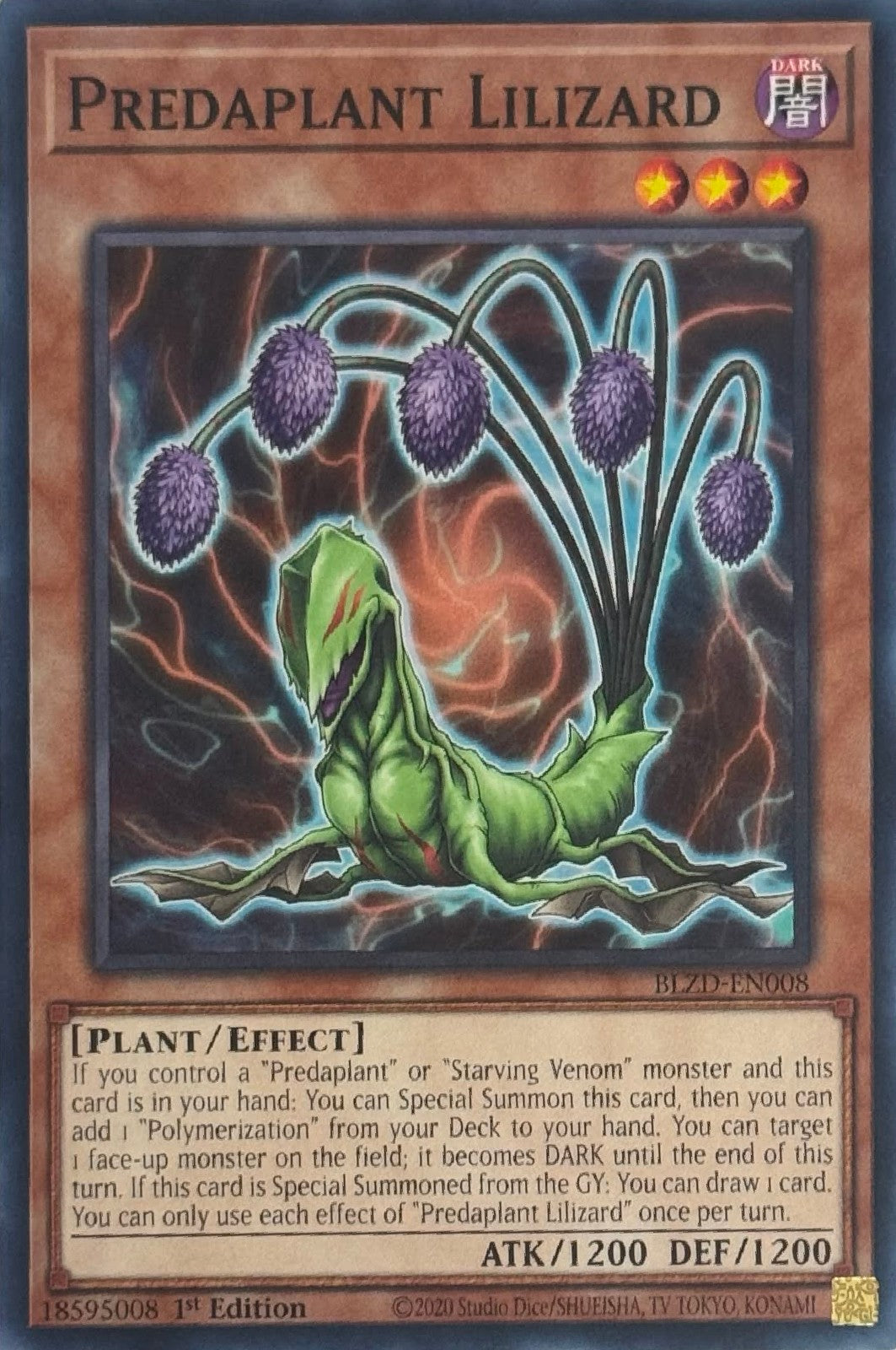 Yugioh! Predaplant Lilizard BLZD-EN008 1st Edition