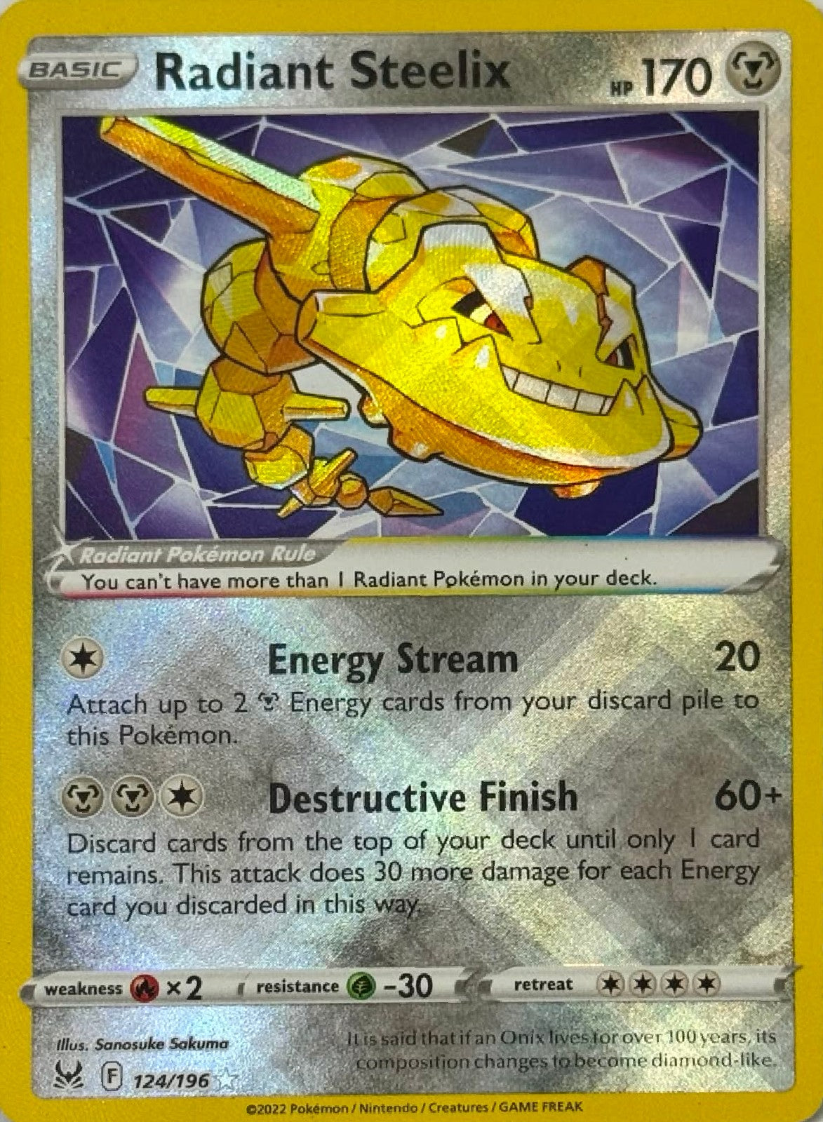 Pokémon Tcg Radiant Steelix 124/196 Holo