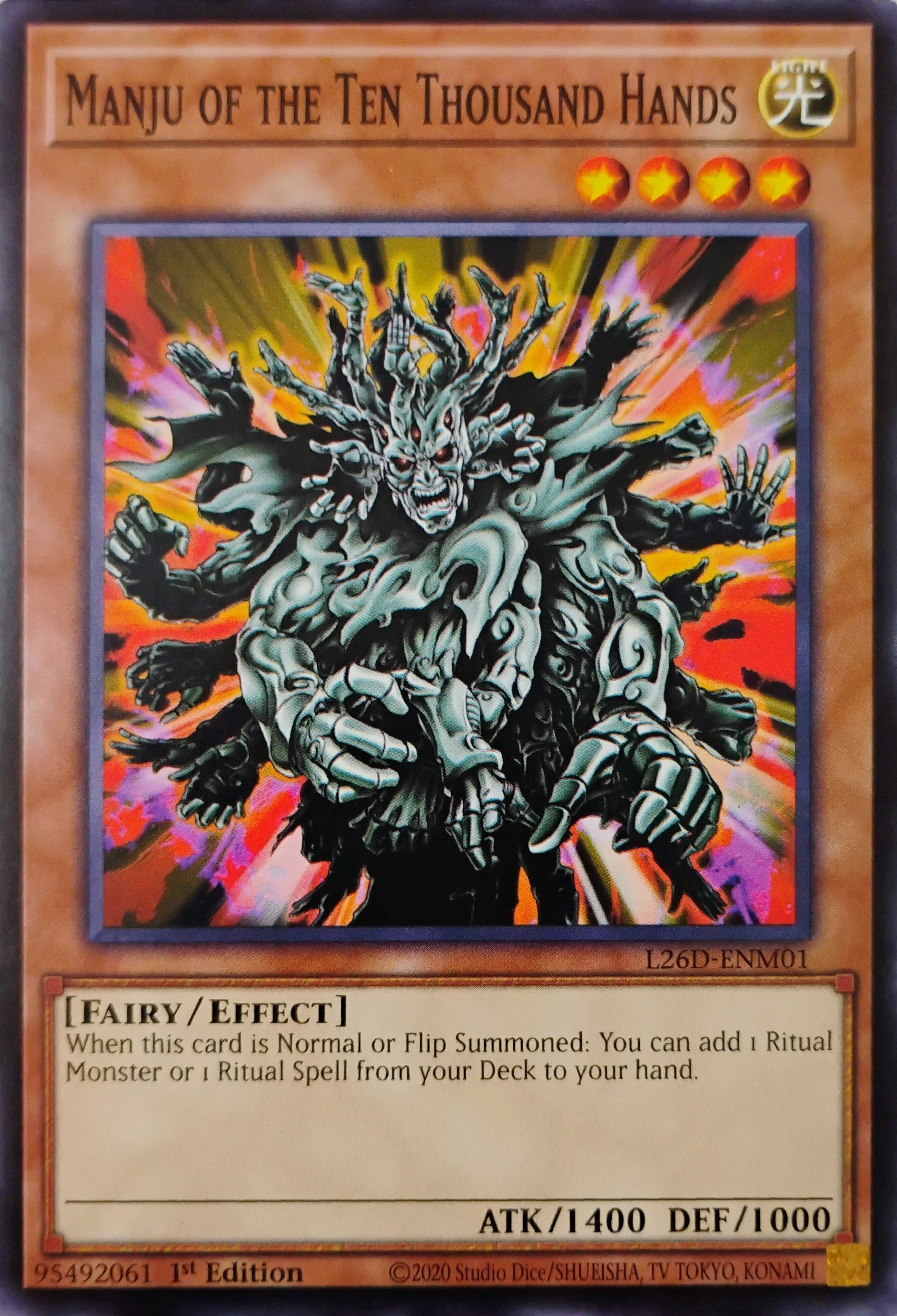 Yugioh! Manju Of The Ten Thousand Hands L26D-Enm01 1st edition