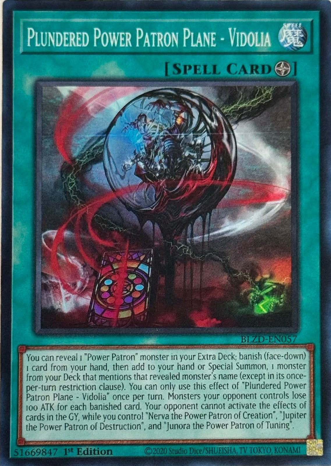 Yugioh! Plundered Power Patron Plane - Vidolia BLDZ-EN057 1st Edition Super