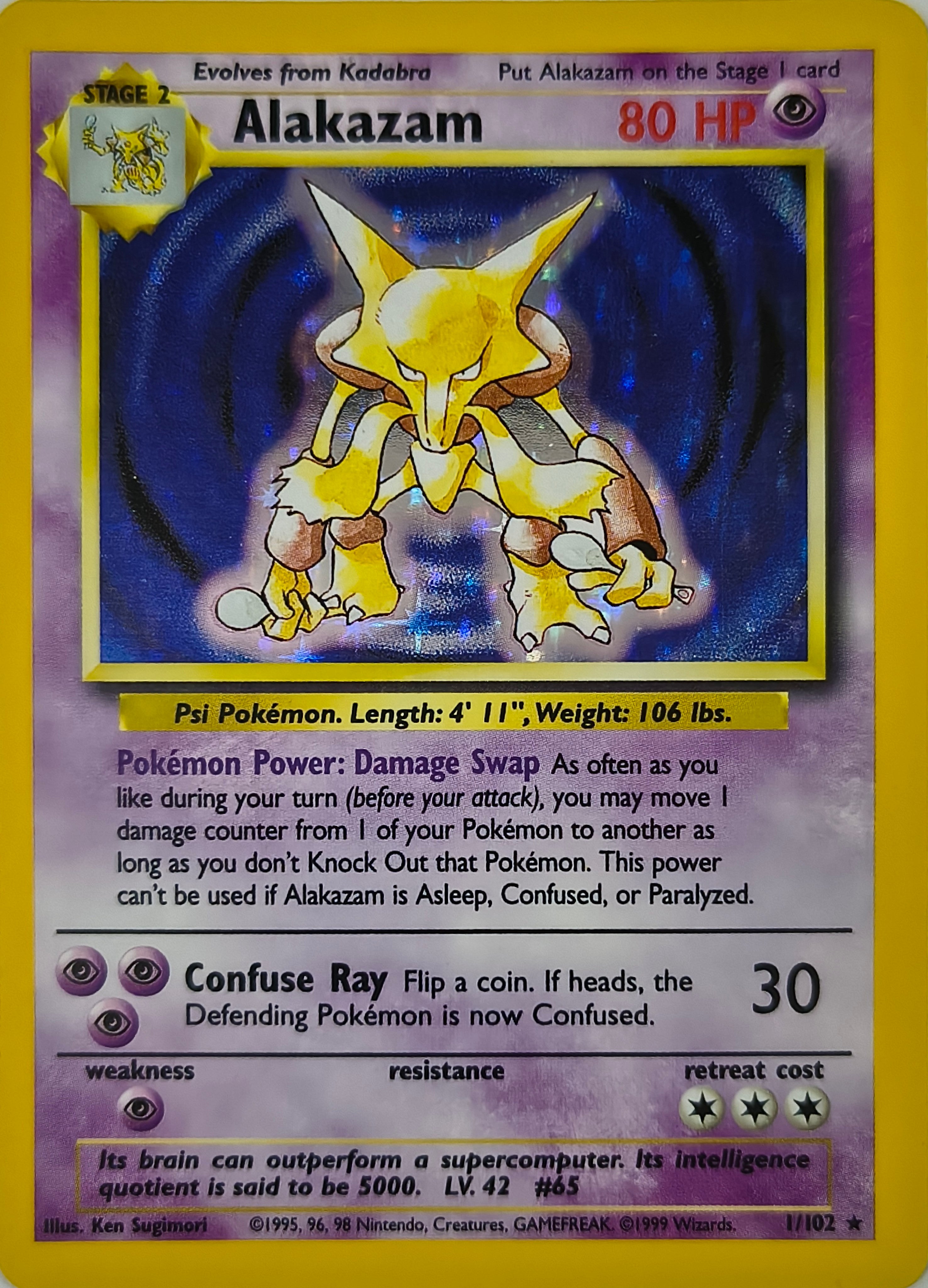 Pokémon tcg Alakazam 1/102 Holo Rare