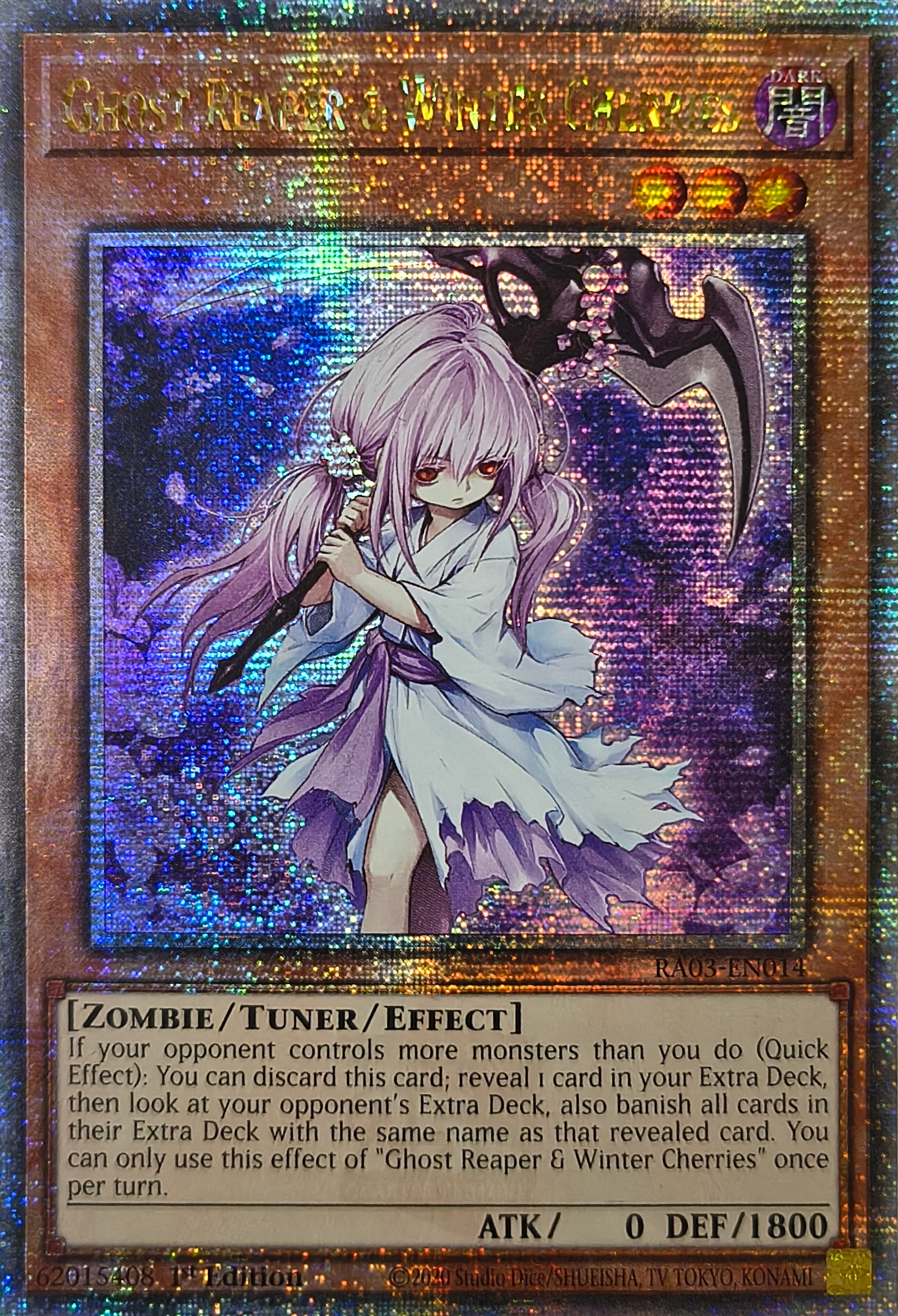 Yugioh! Ghost Reaper & Winter Cherries Ra03-en014 1st edition Quarter Century