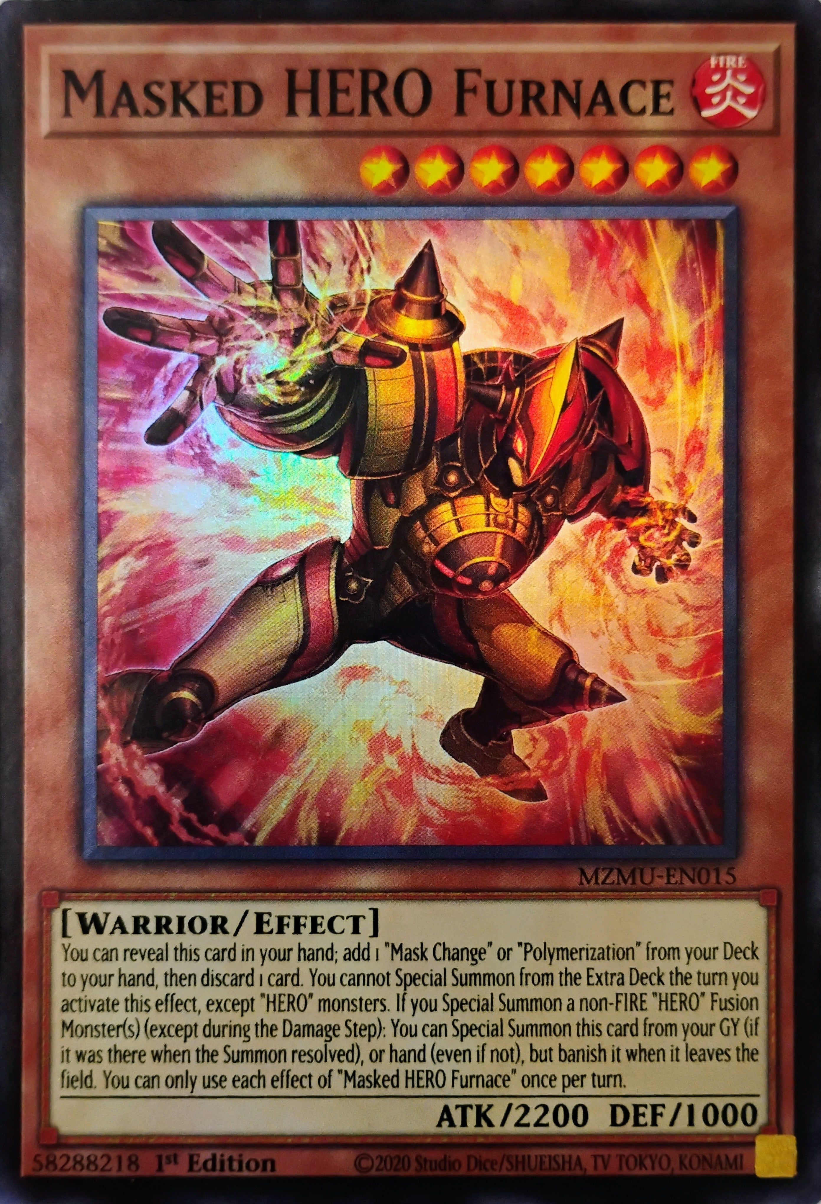 Yugioh! Masked HERO Furnace Mzmu-en015 Super Rare