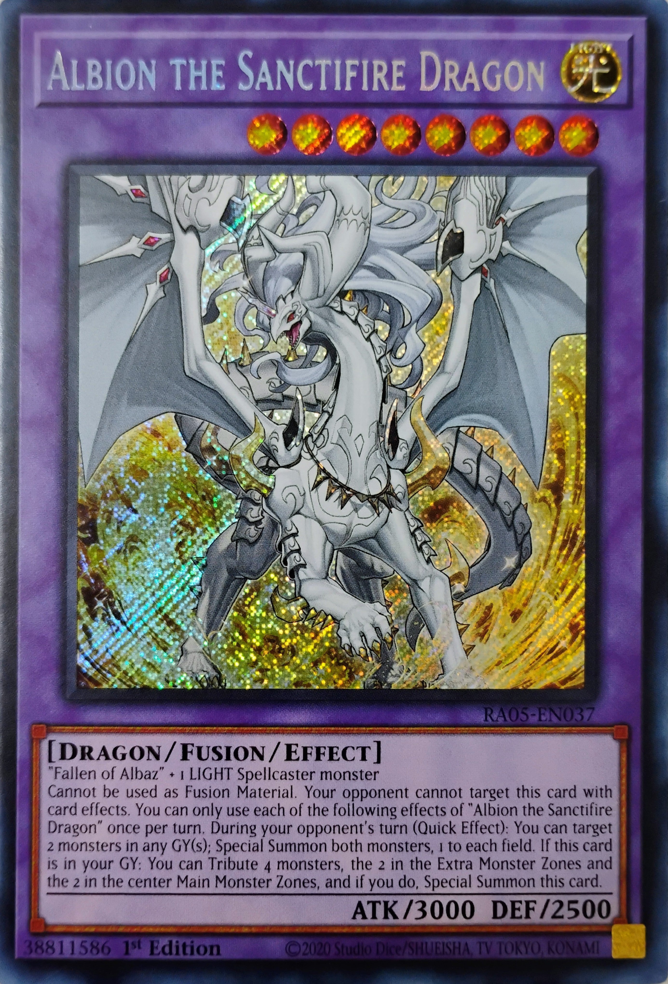 Yugioh! Albion The Sanctifire Dragon Ra05-en037 1st edition Secreta