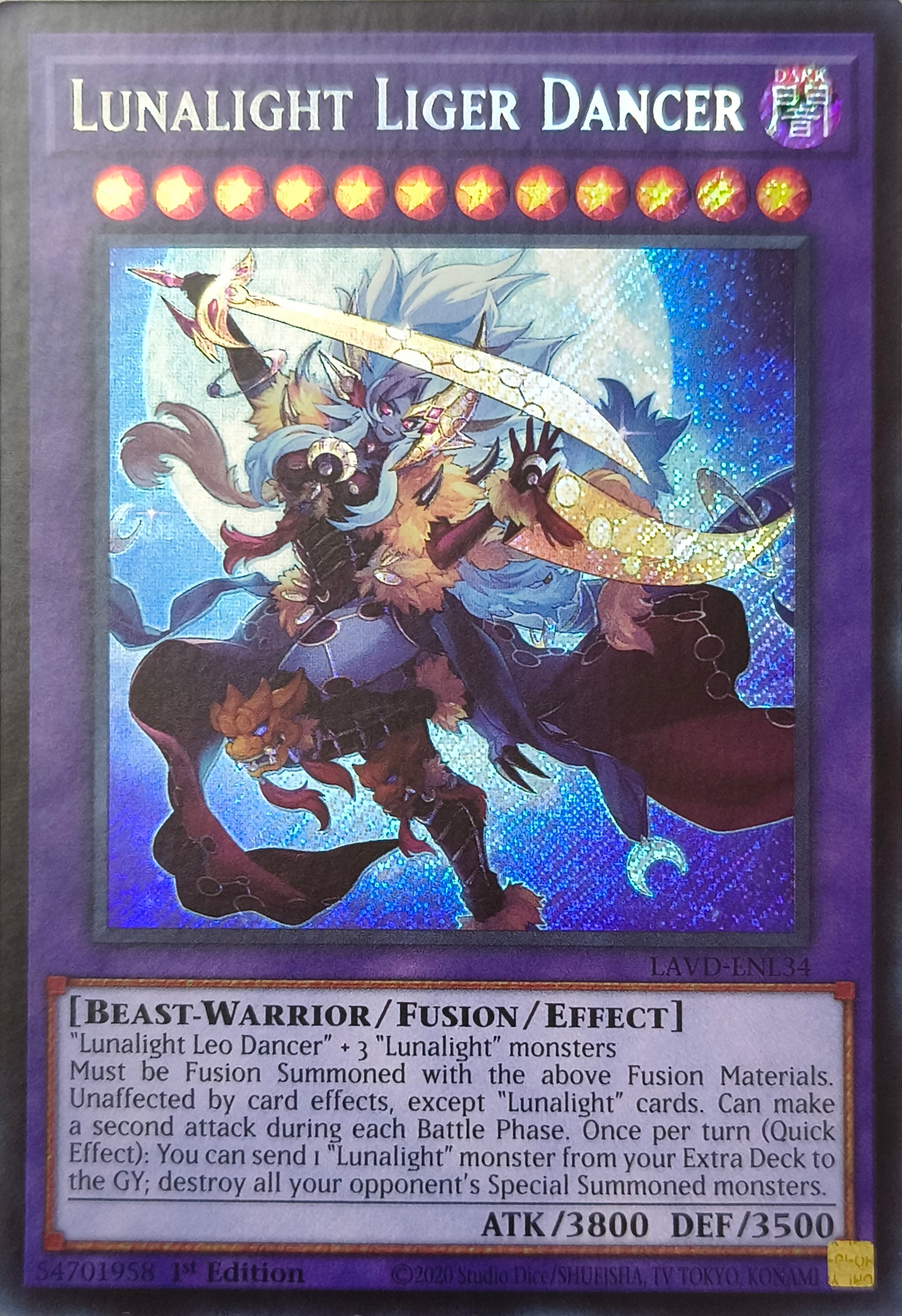 Yugioh! Lunalight Liger Dancer Lavd-Enl34 1st edition Secreta
