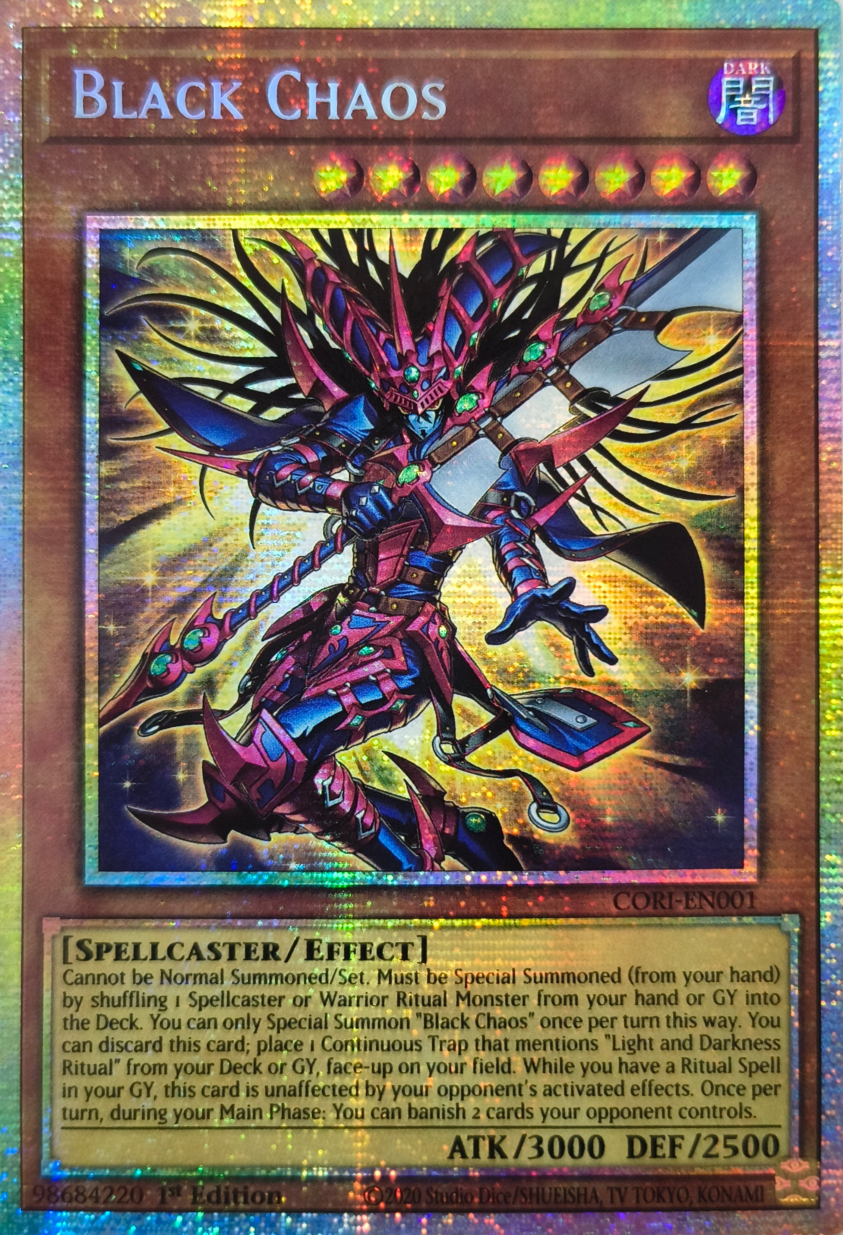 Yugioh! Black Chaos Cori-en001 1st edition Starlight Rare