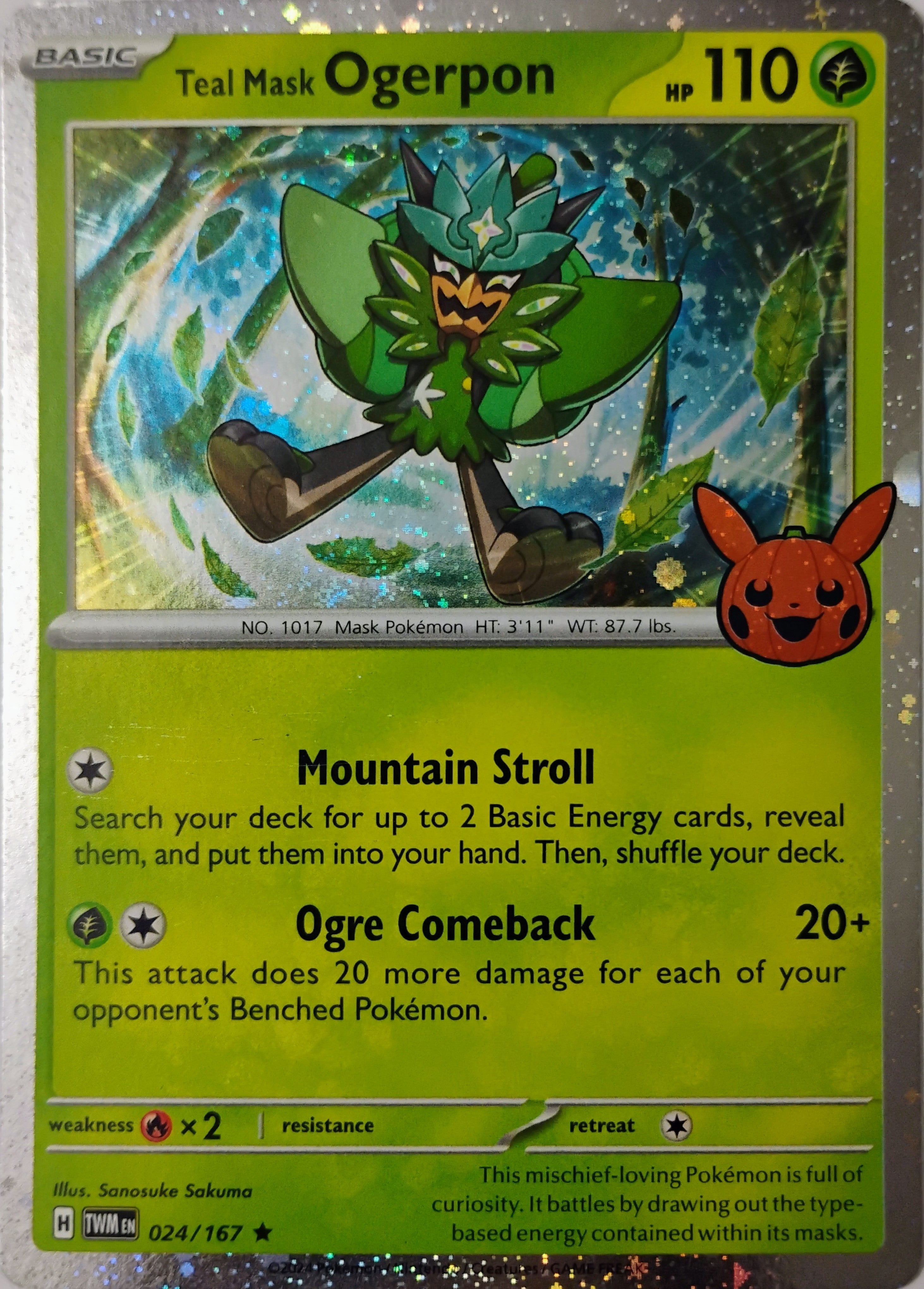 Pokémon tcg Teal Mask Ogerpon 024/167 Holo Cosmo (TTBB24)