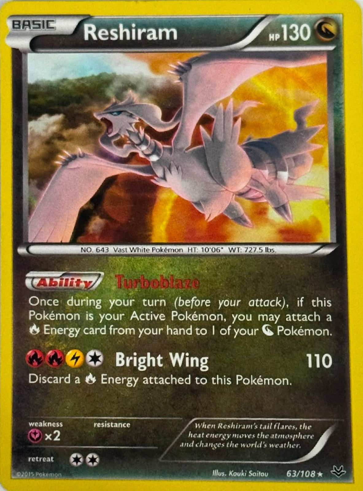 Pokémon Tcg Reshiram 63/108 Holo