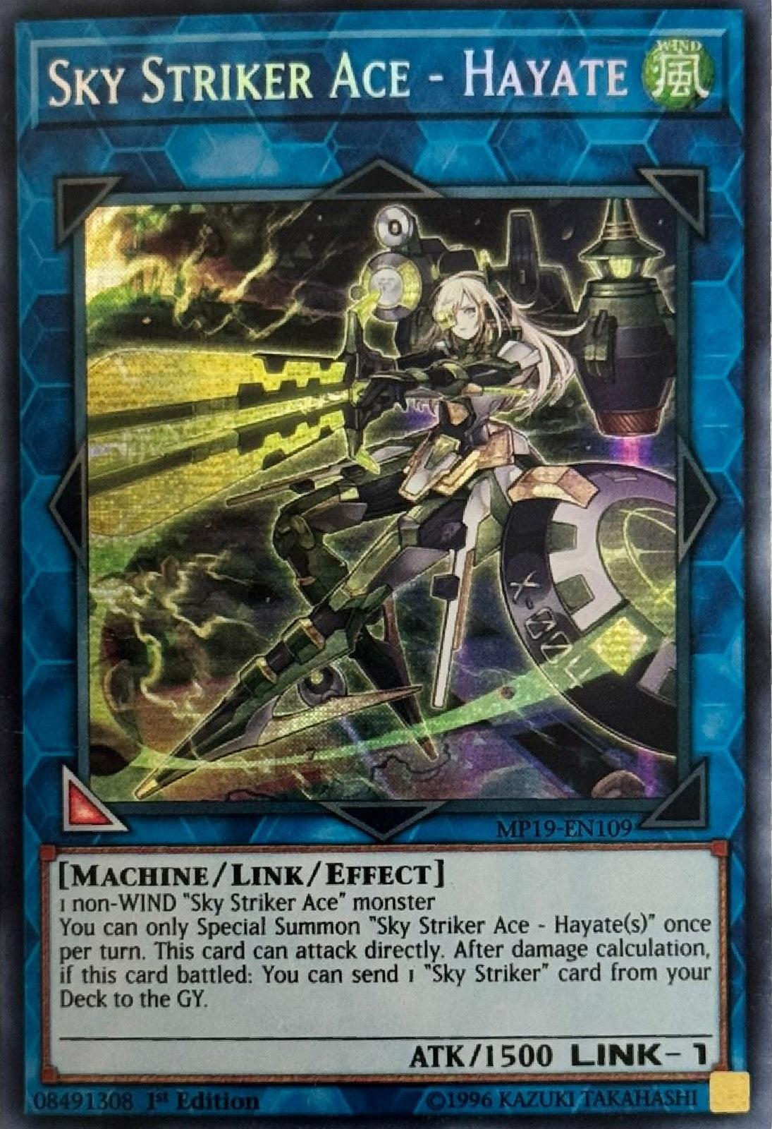Yugioh! Sky Striker Ace- Hayate MP19-EN109 1st Editon Prismatic Secret Rare