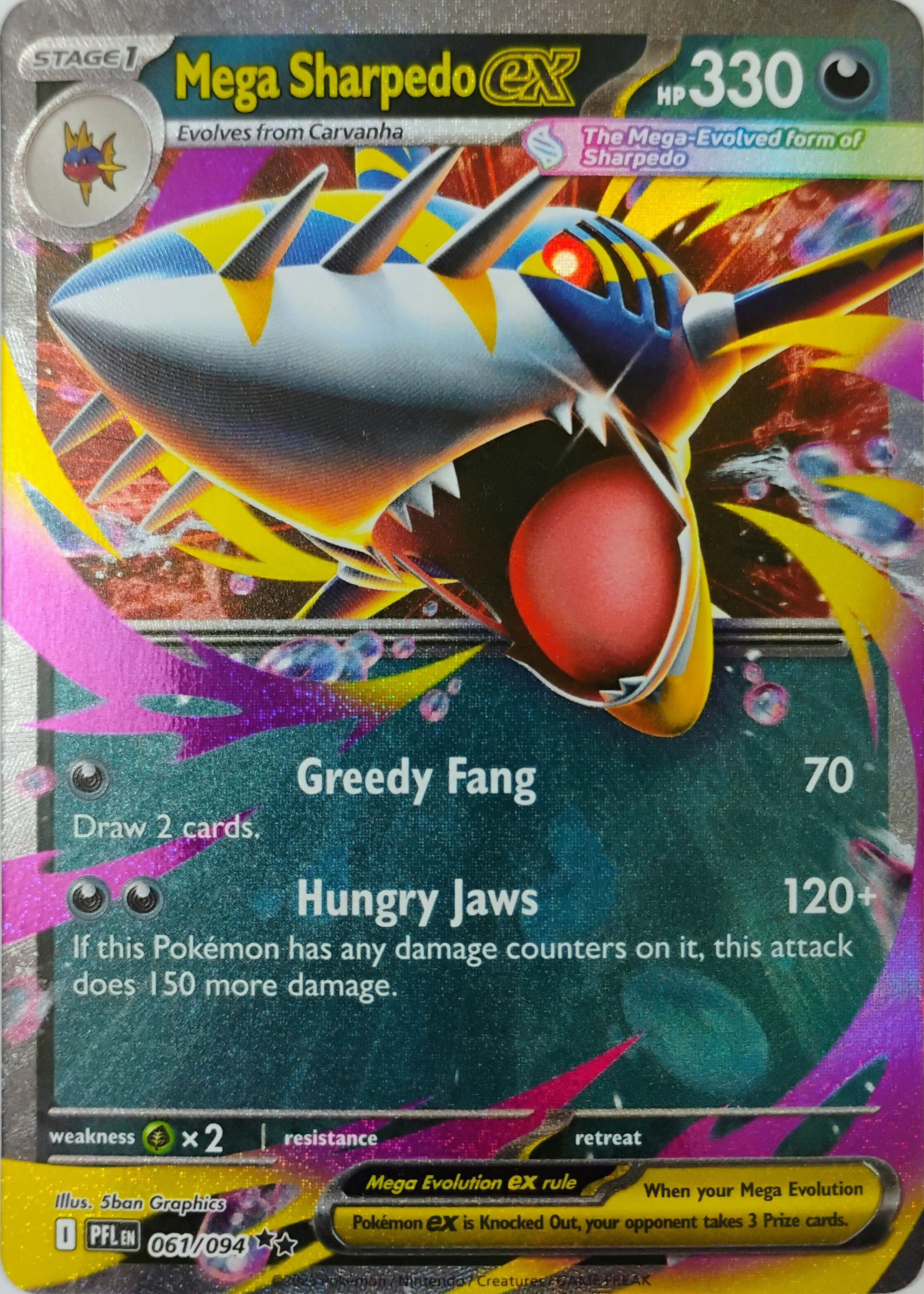 Pokémon tcg Mega Sharpedo Ex 061/094