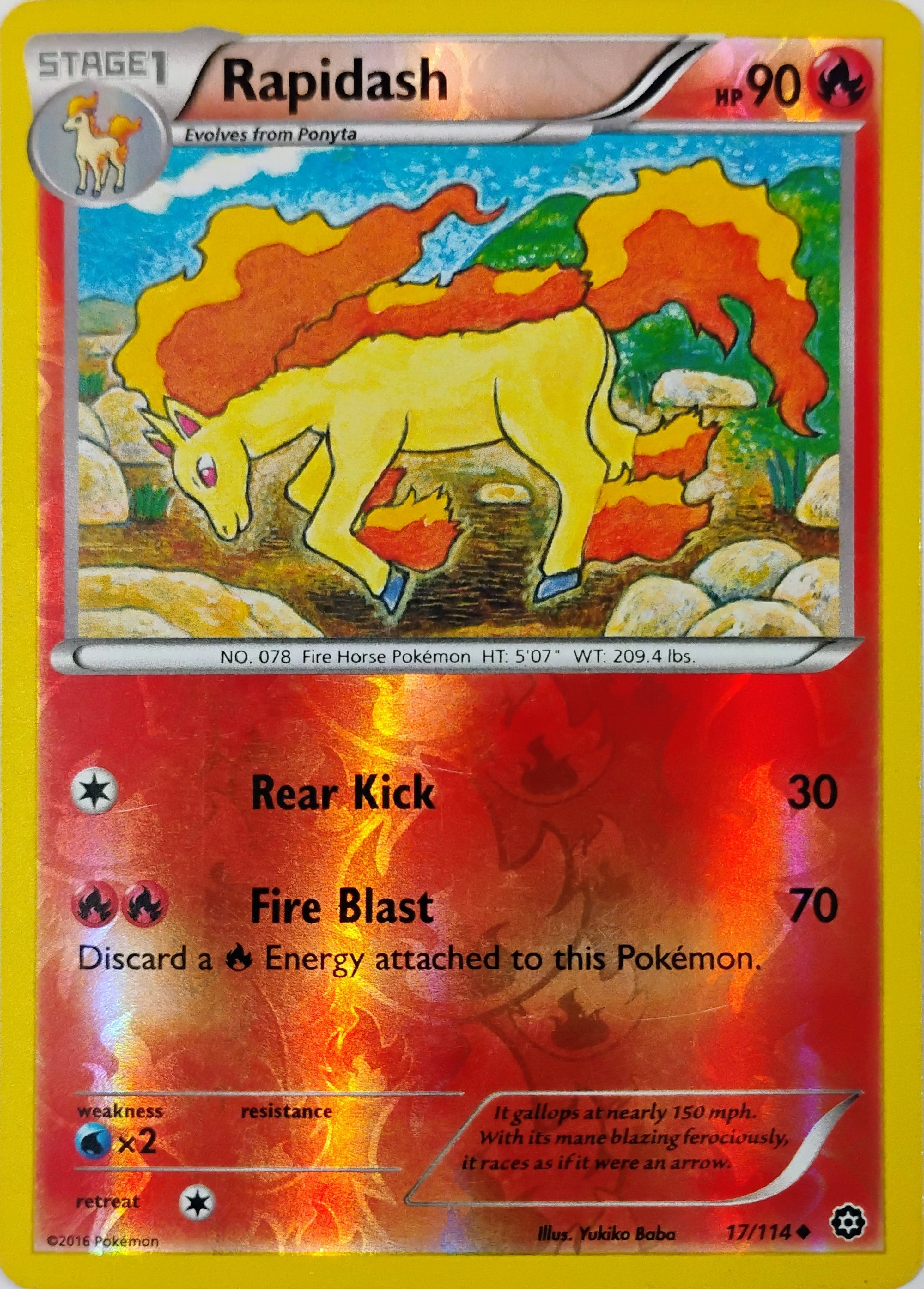 Pokémon tcg Rapidash 17/114 Reverse
