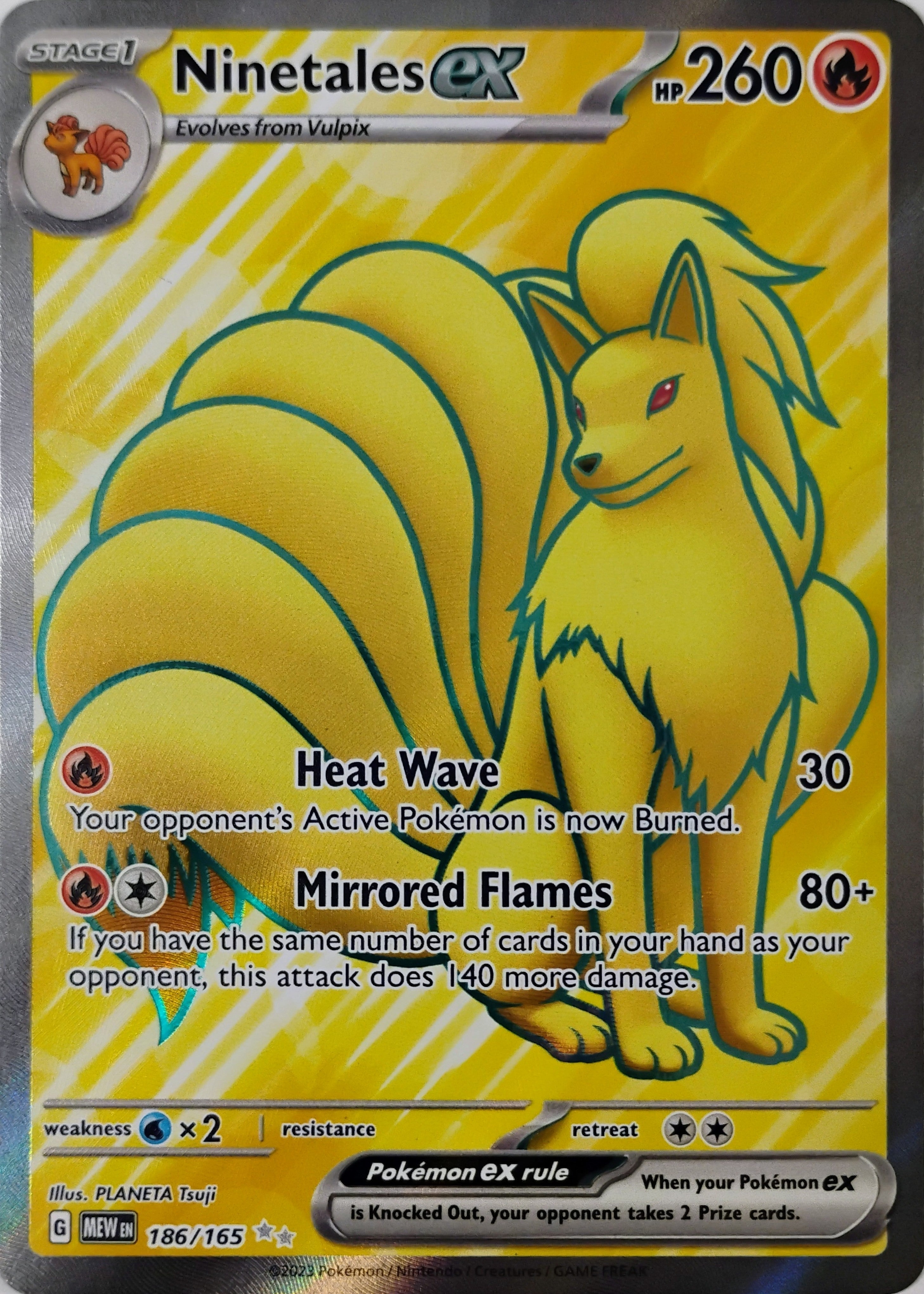 Pokémon tcg Ninetales Ex 186/165