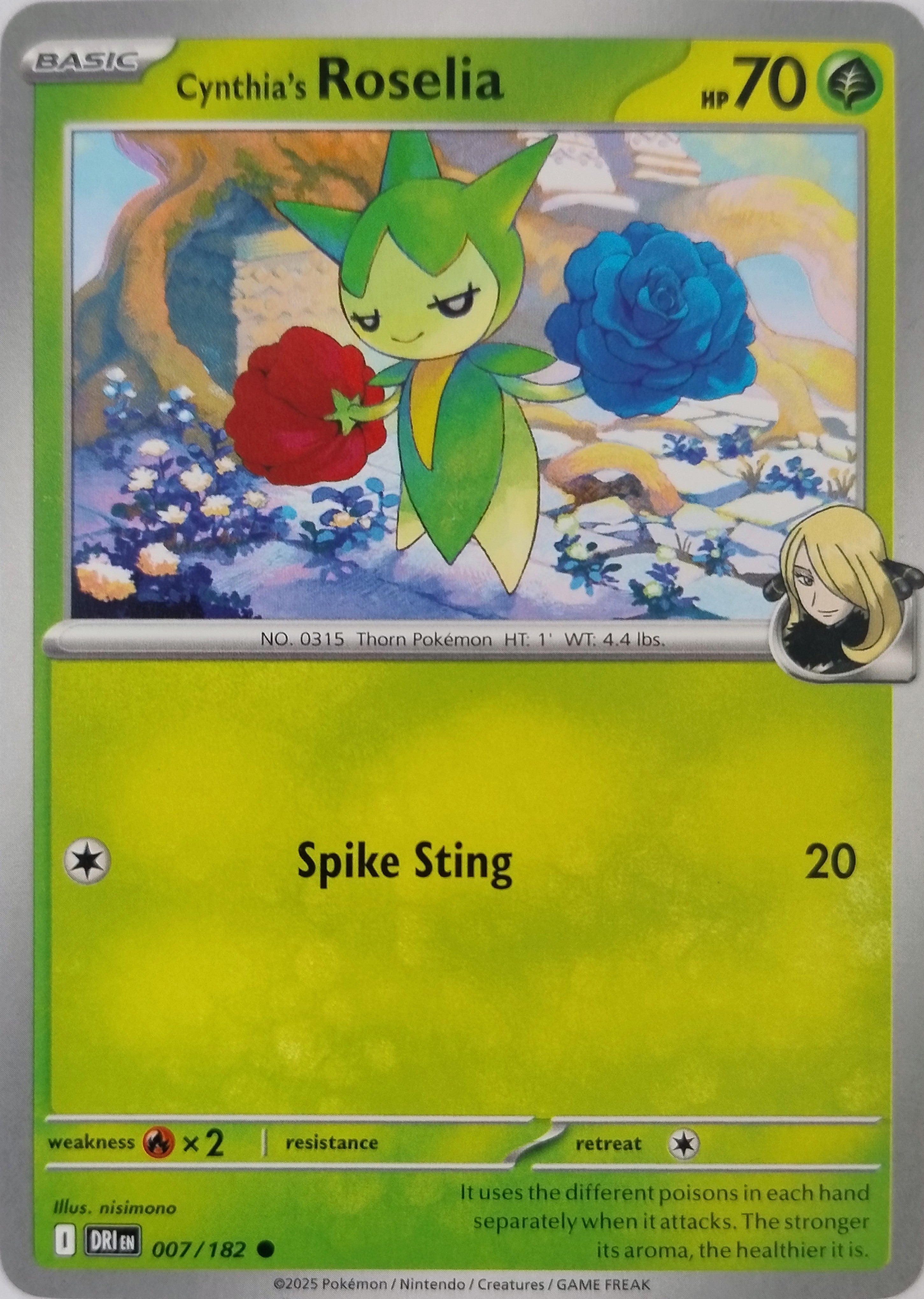 Pokémon Tcg Cynthia's Roselia 007/182